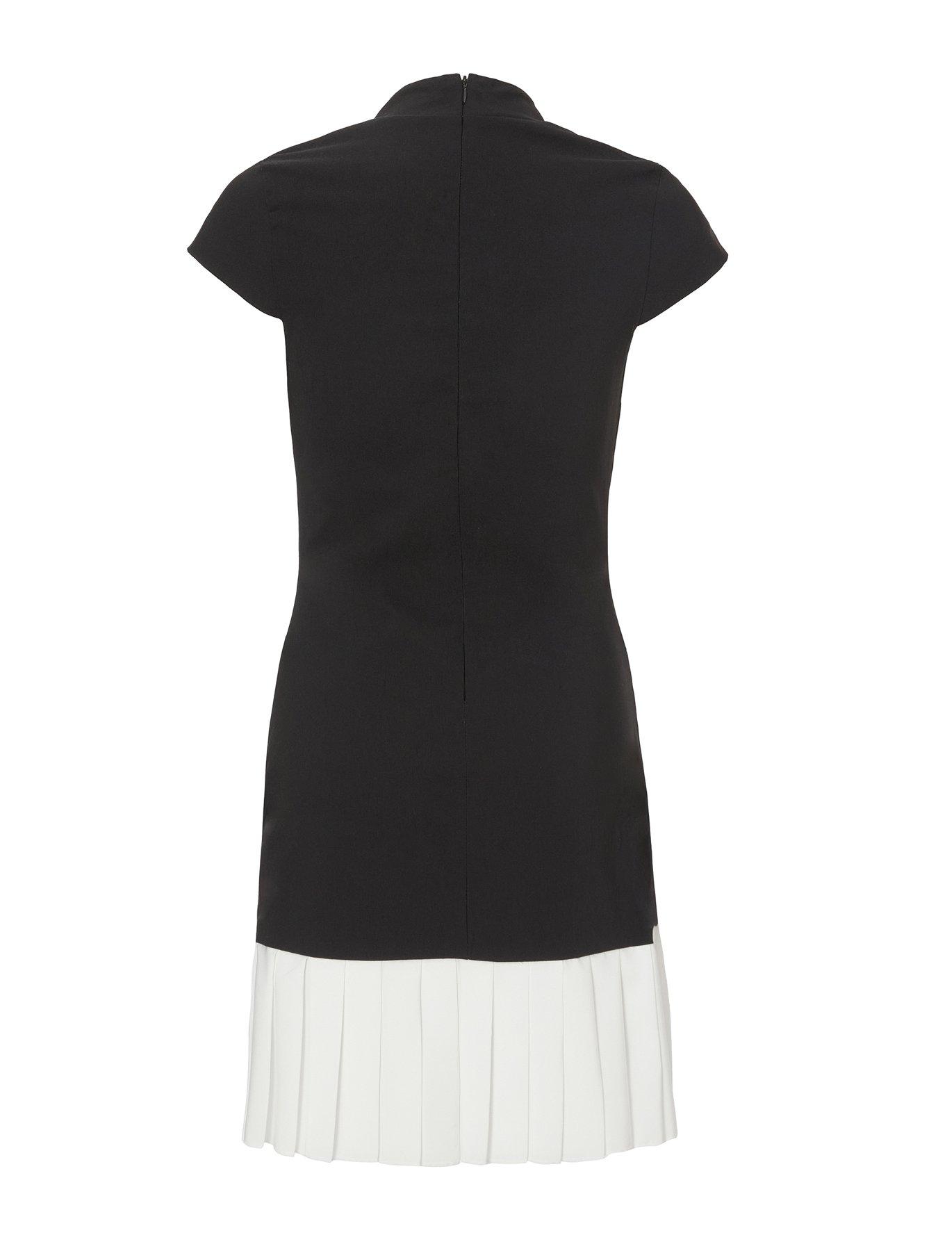 black and white pleated mini dress KITTIE LACE PLEAT DRESS main image 1