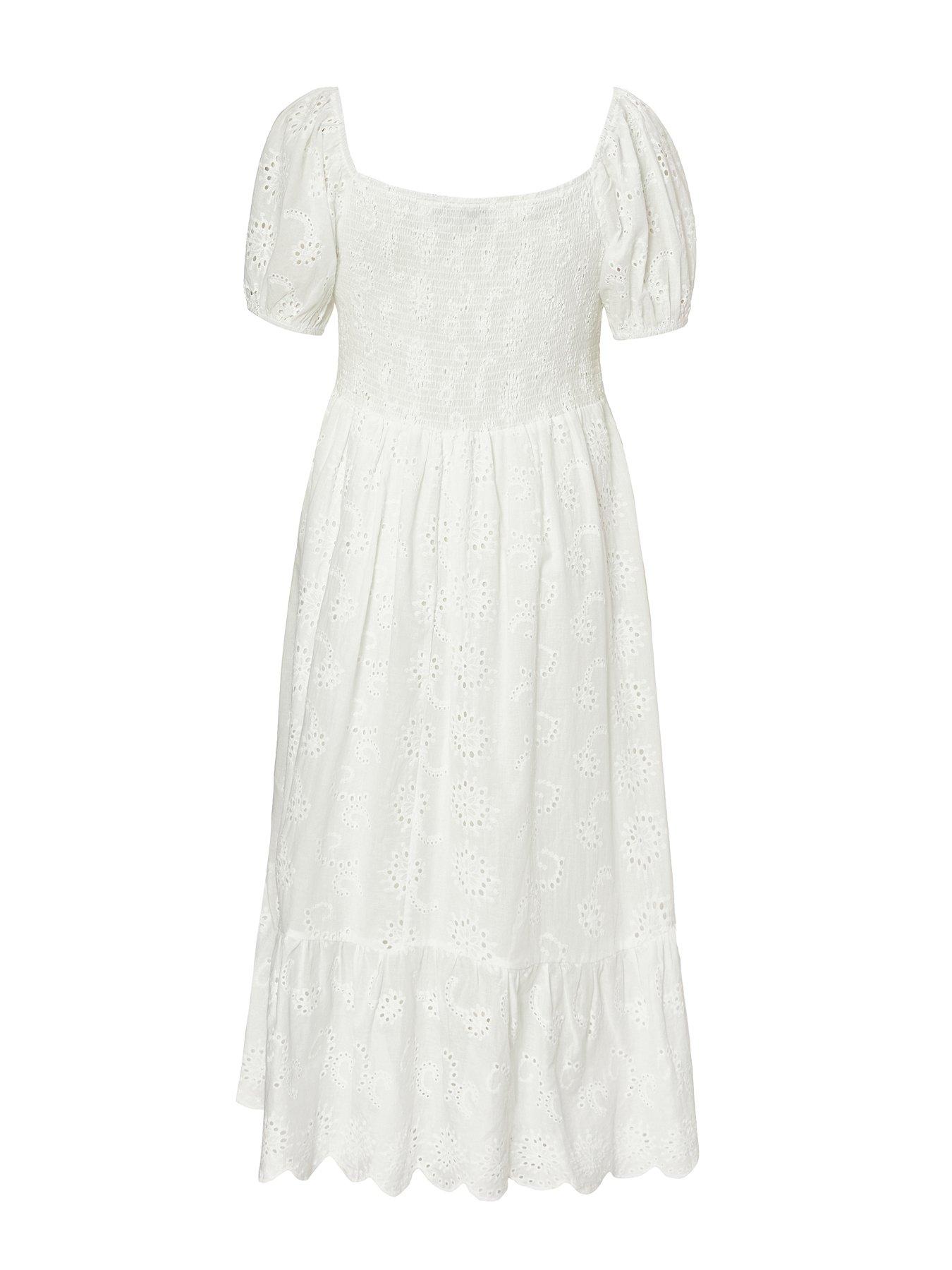 The midi dress with a branded bodice is snow-white