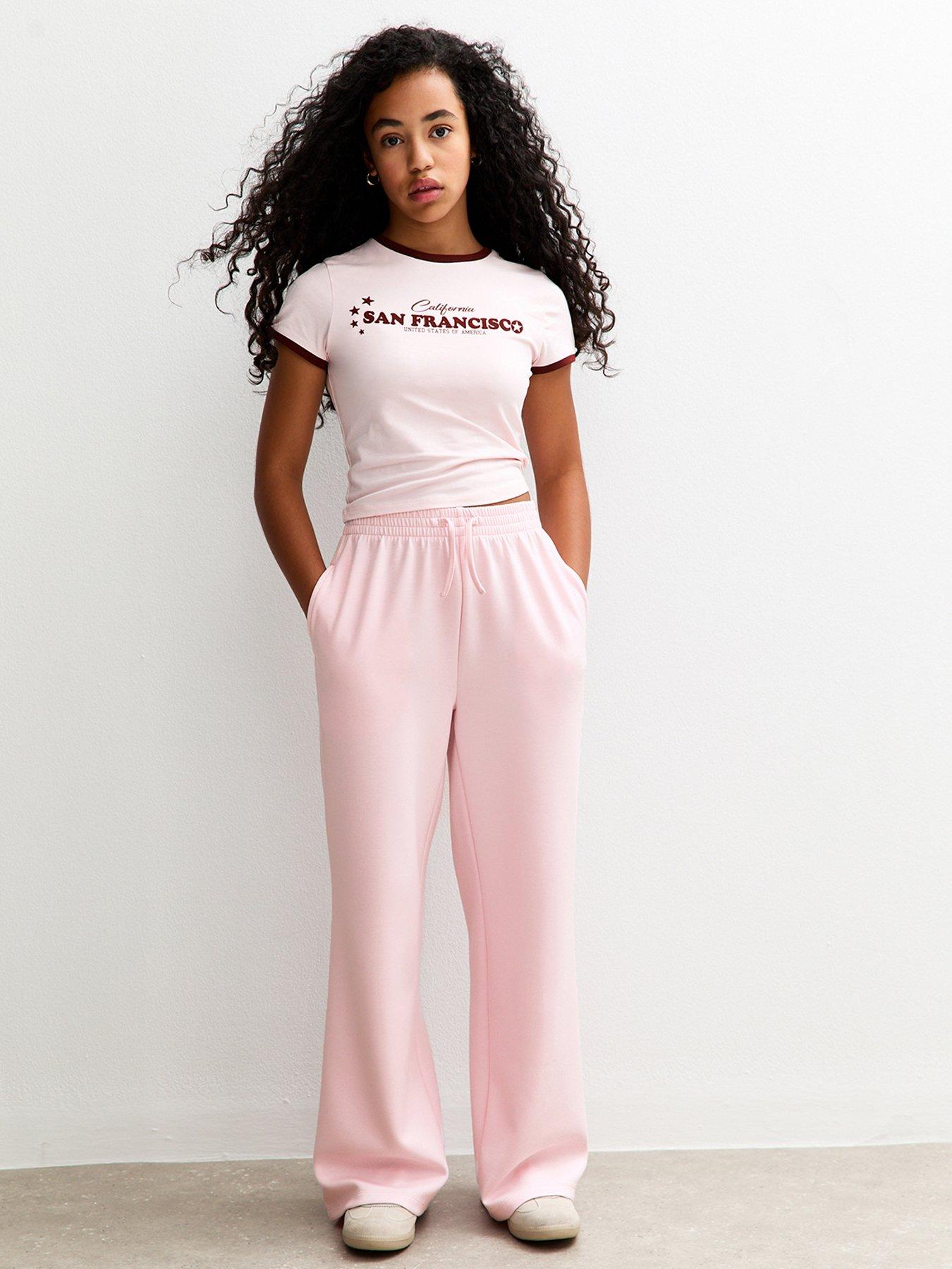 New Look 915 Girls Light Pink Soft Touch Wide Leg Co-ord Joggers - Light Pink