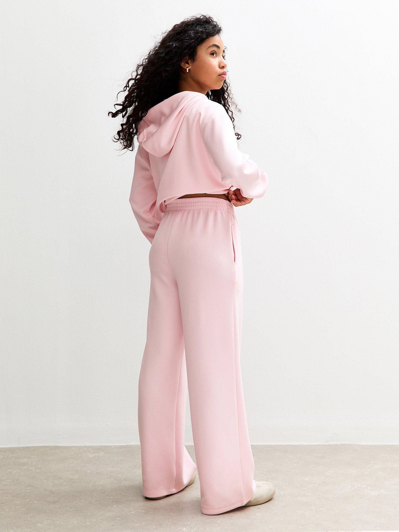 Image 2 of 5 of New Look 915 Girls Light Pink Soft Touch Wide Leg Co-ord Joggers - Light Pink