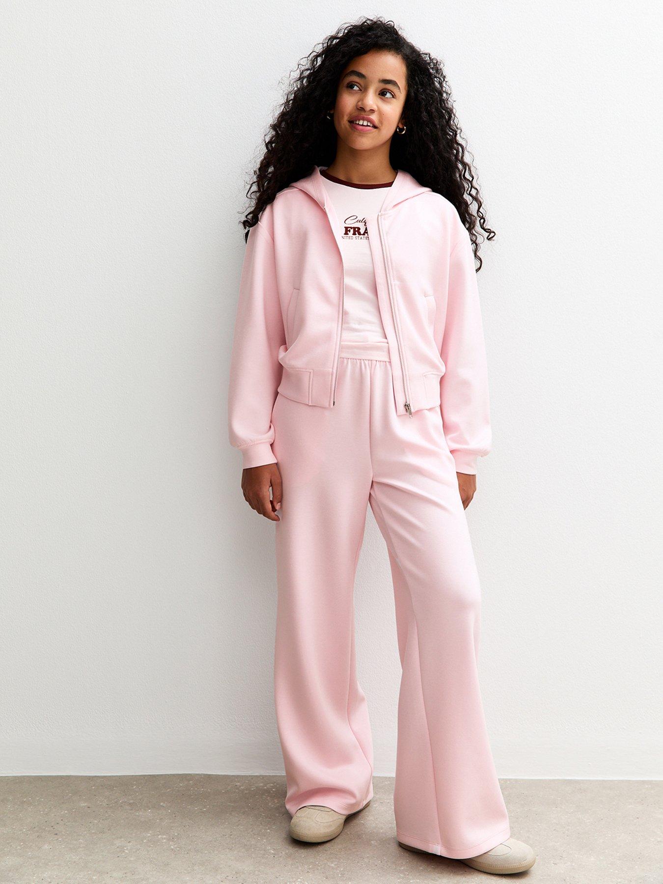 Image 3 of 5 of New Look 915 Girls Light Pink Soft Touch Wide Leg Co-ord Joggers - Light Pink