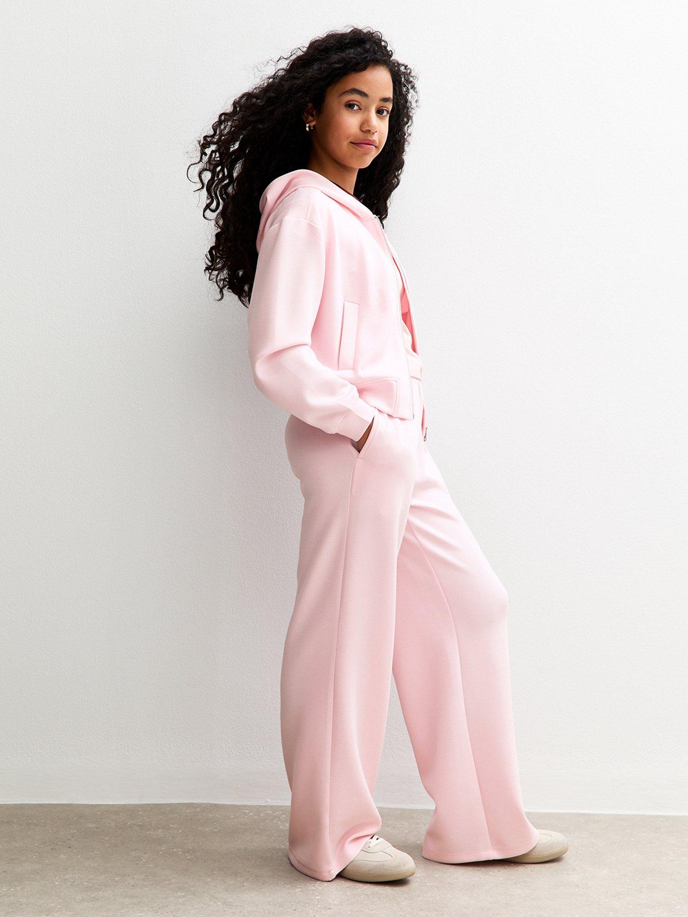 Image 4 of 5 of New Look 915 Girls Light Pink Soft Touch Wide Leg Co-ord Joggers - Light Pink