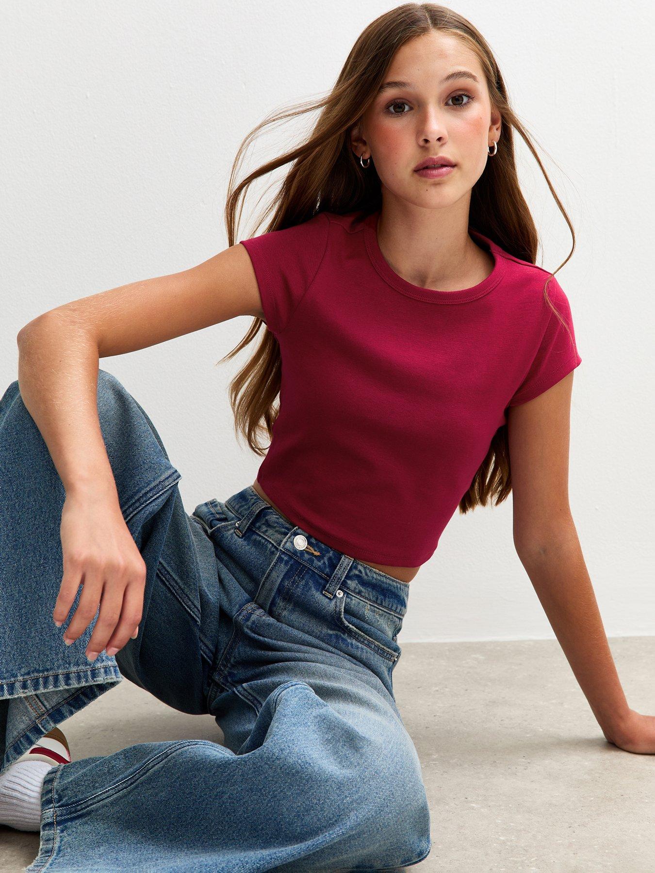 New Look 915 Girls Short Sleeve Baby T-Shirt - Dark Red