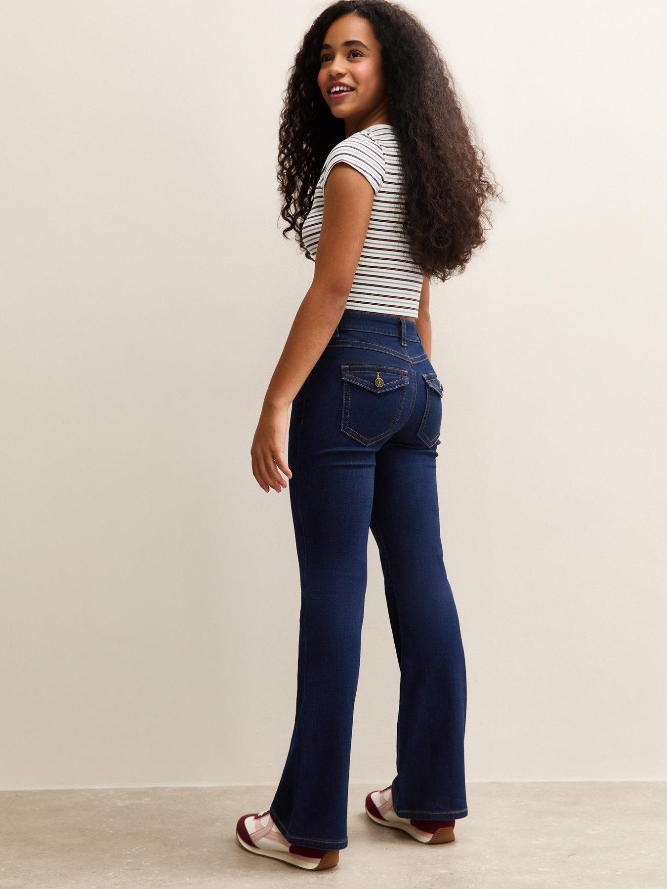 Image 2 of 6 of New Look 915 Girls Low Rise Flared Jeans - Blue