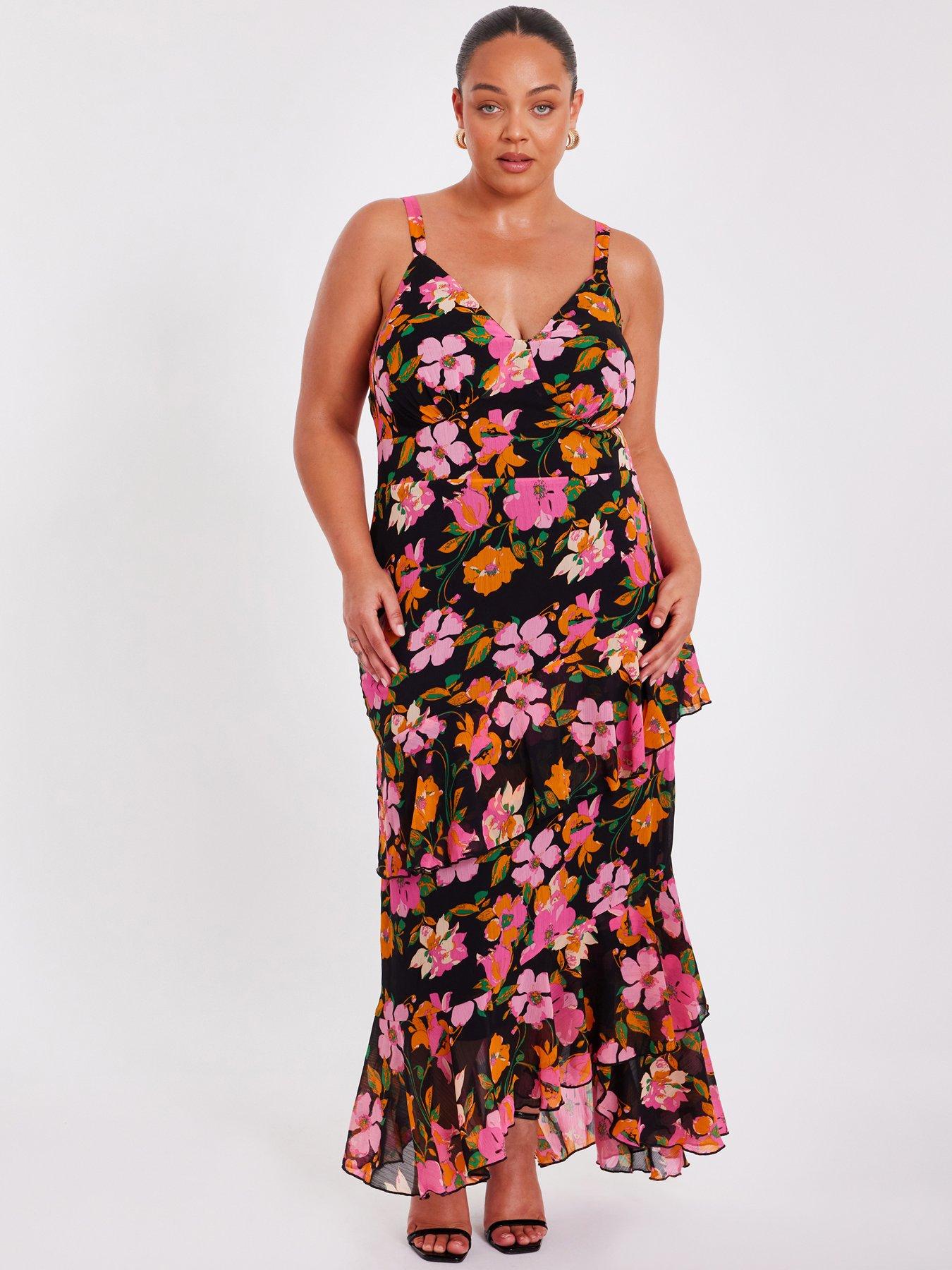 undefined Curve Black Floral Midaxi Dress