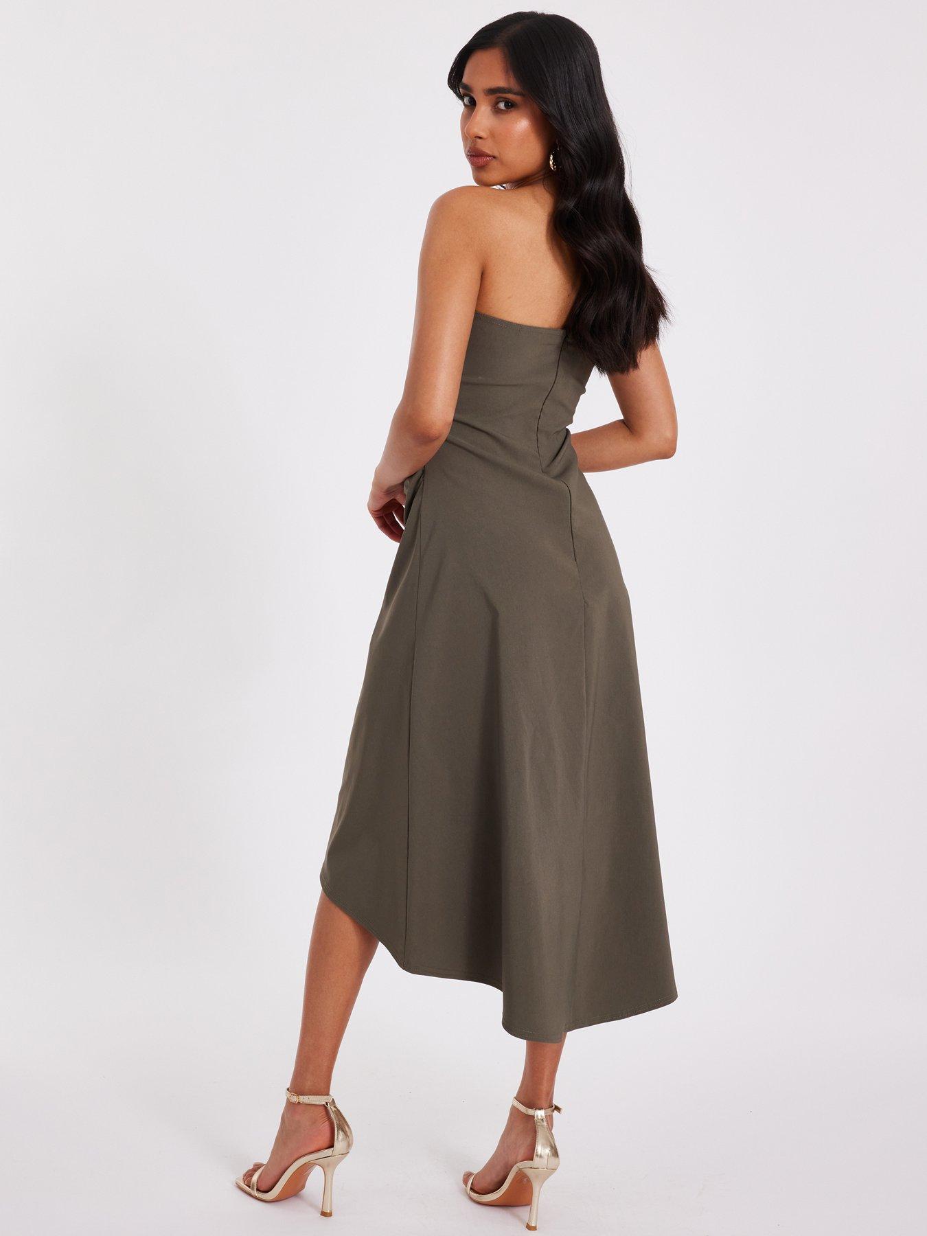 Quiz Petite Khaki Bandeau Midi Dress Very