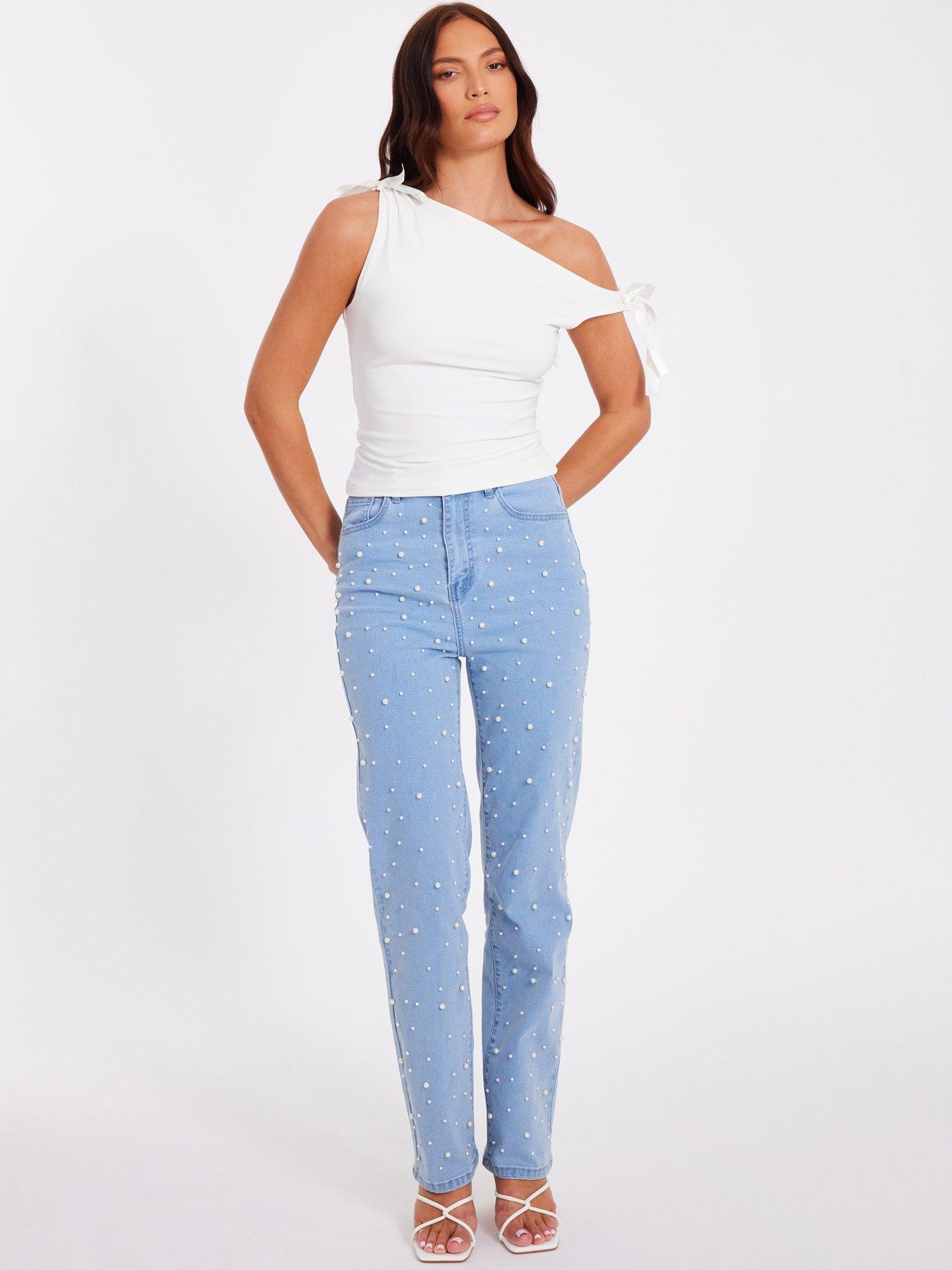 undefined Light Denim Embellished Jeans