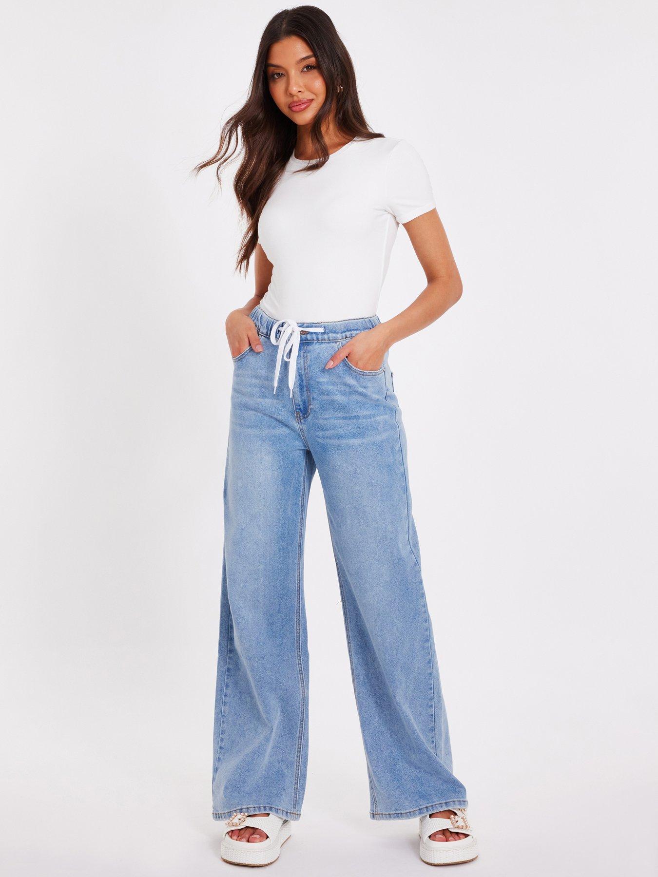 quiz-denim-drawstring-waist-jeans