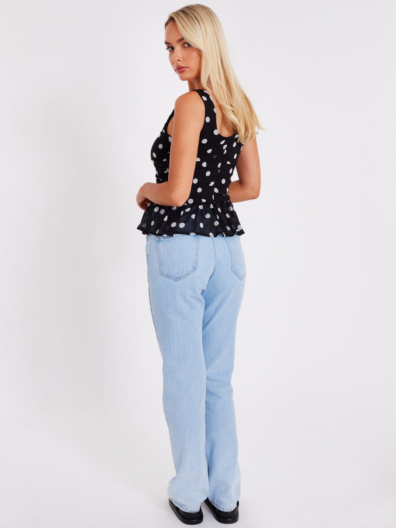 Image 2 of 6 of Quiz Black Chiffon Polka Dot Top