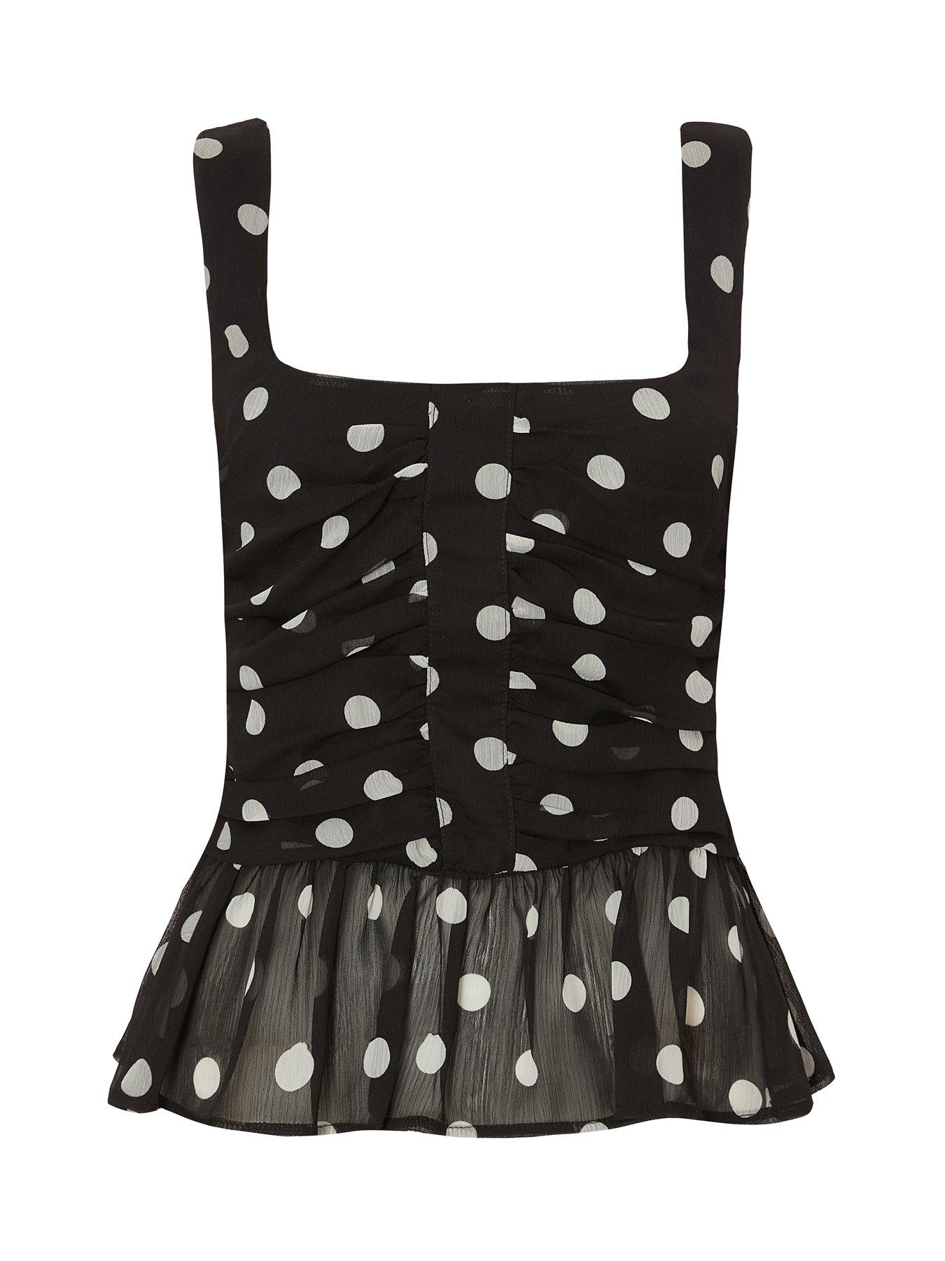 Image 4 of 6 of Quiz Black Chiffon Polka Dot Top