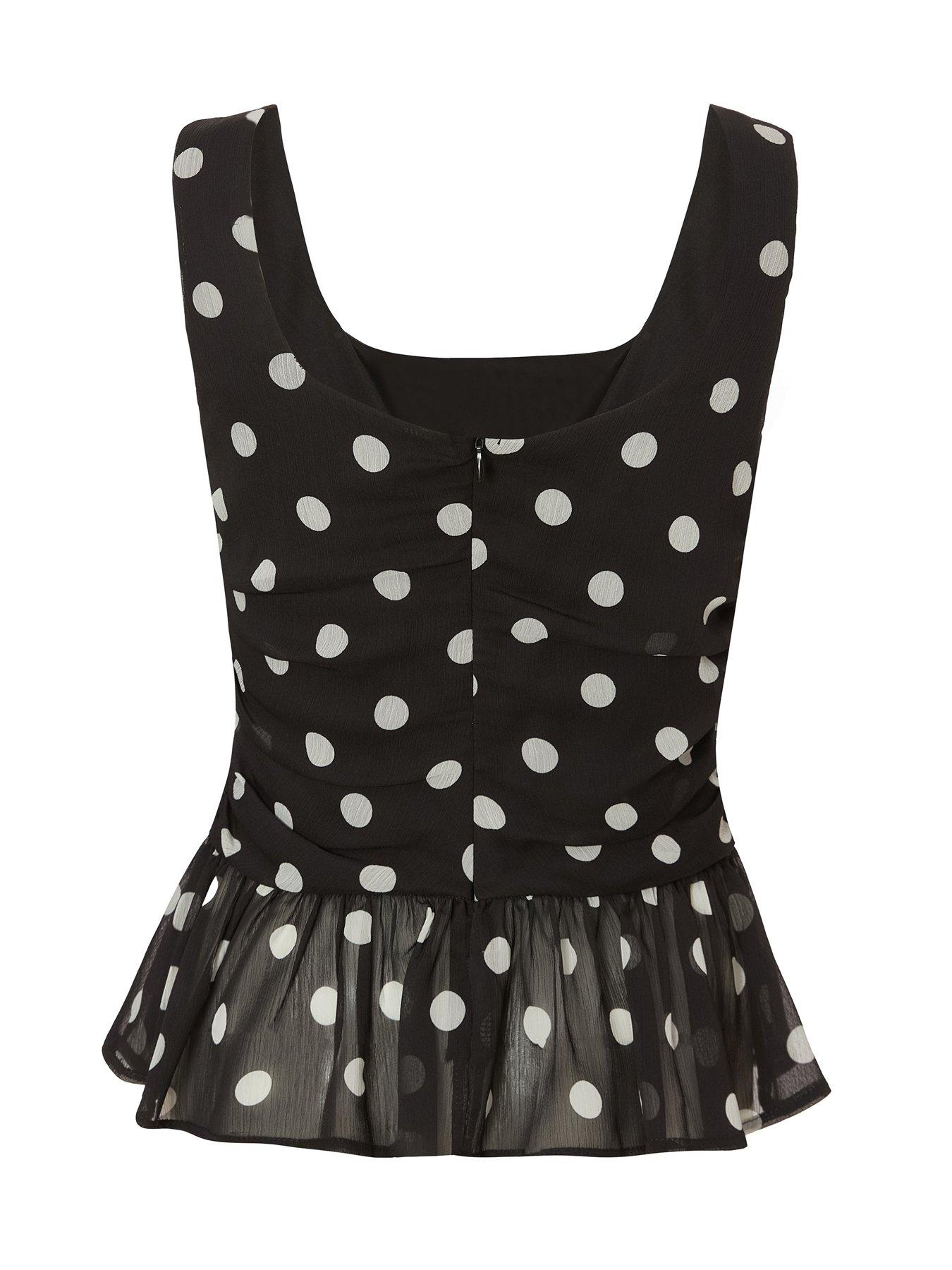 Image 5 of 6 of Quiz Black Chiffon Polka Dot Top