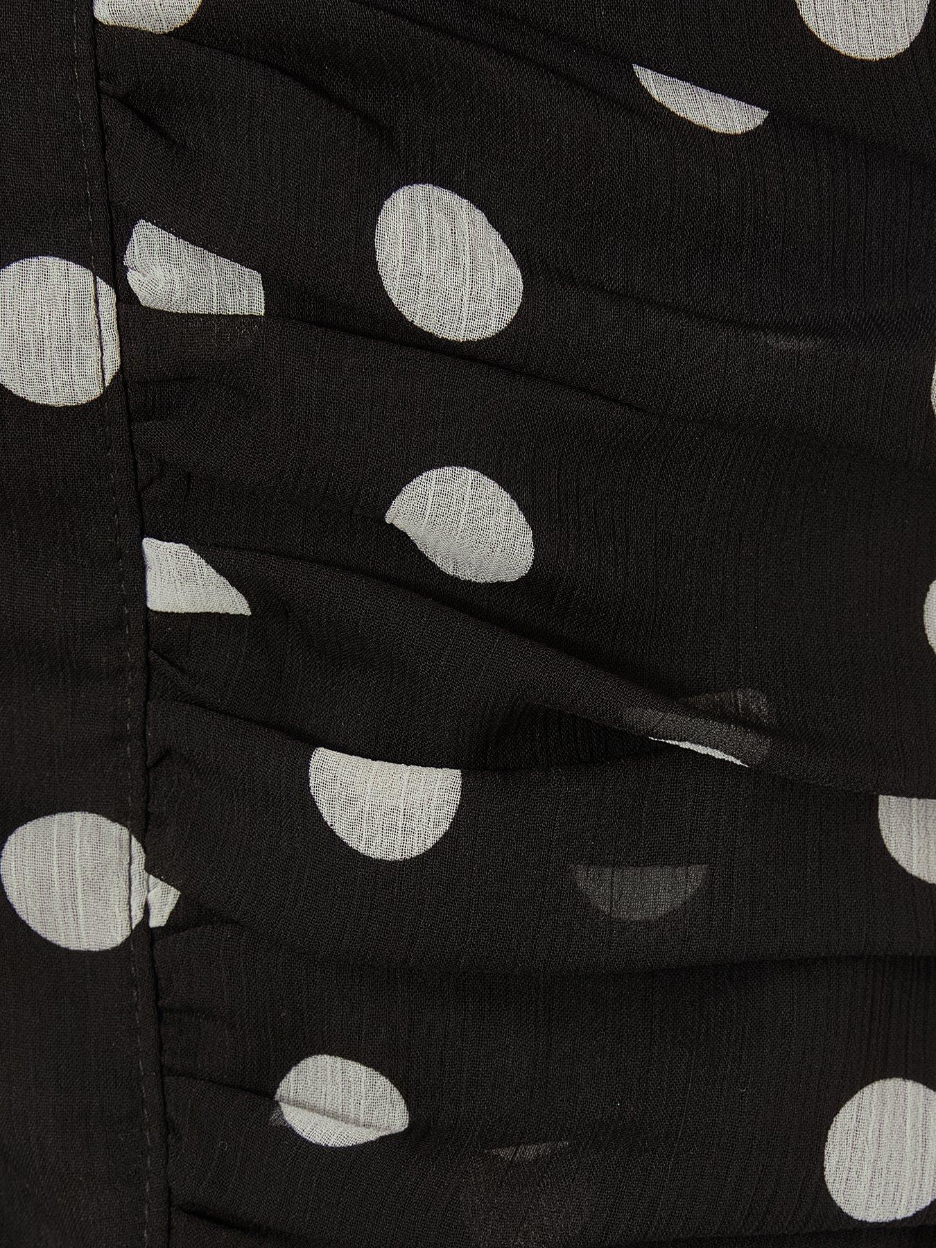 Image 6 of 6 of Quiz Black Chiffon Polka Dot Top