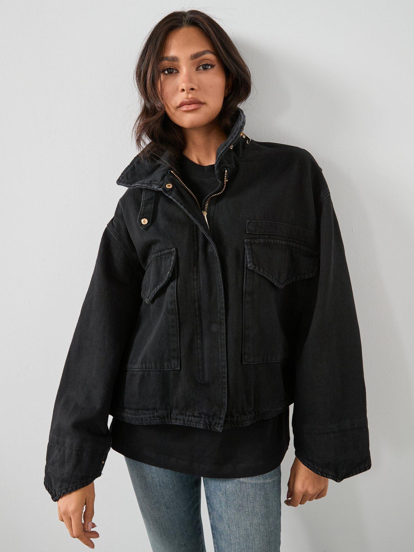 AllSaints Clay Relaxed Cropped Jacket - Black
