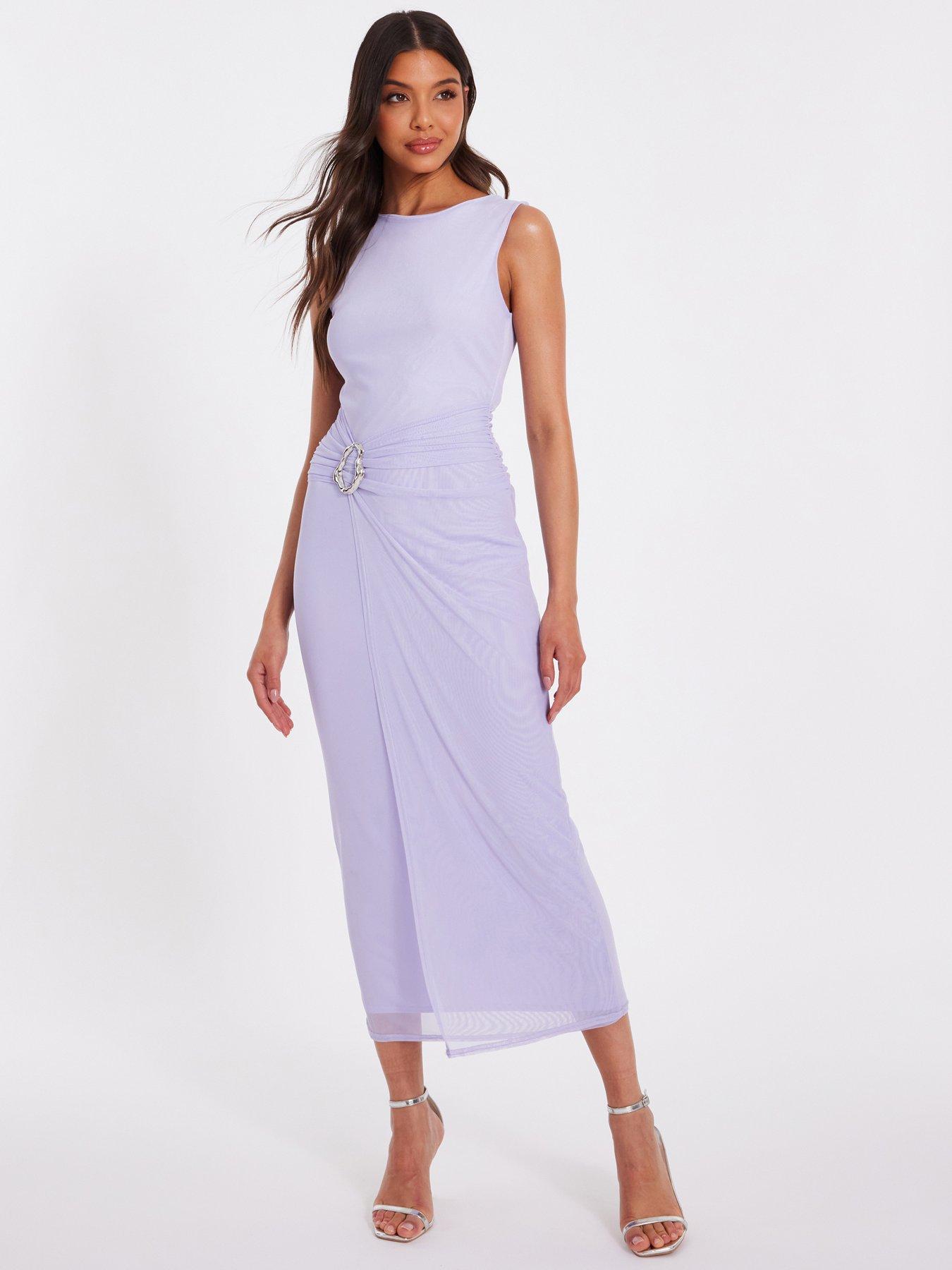 undefined Lilac Mesh Buckle Midaxi Dress