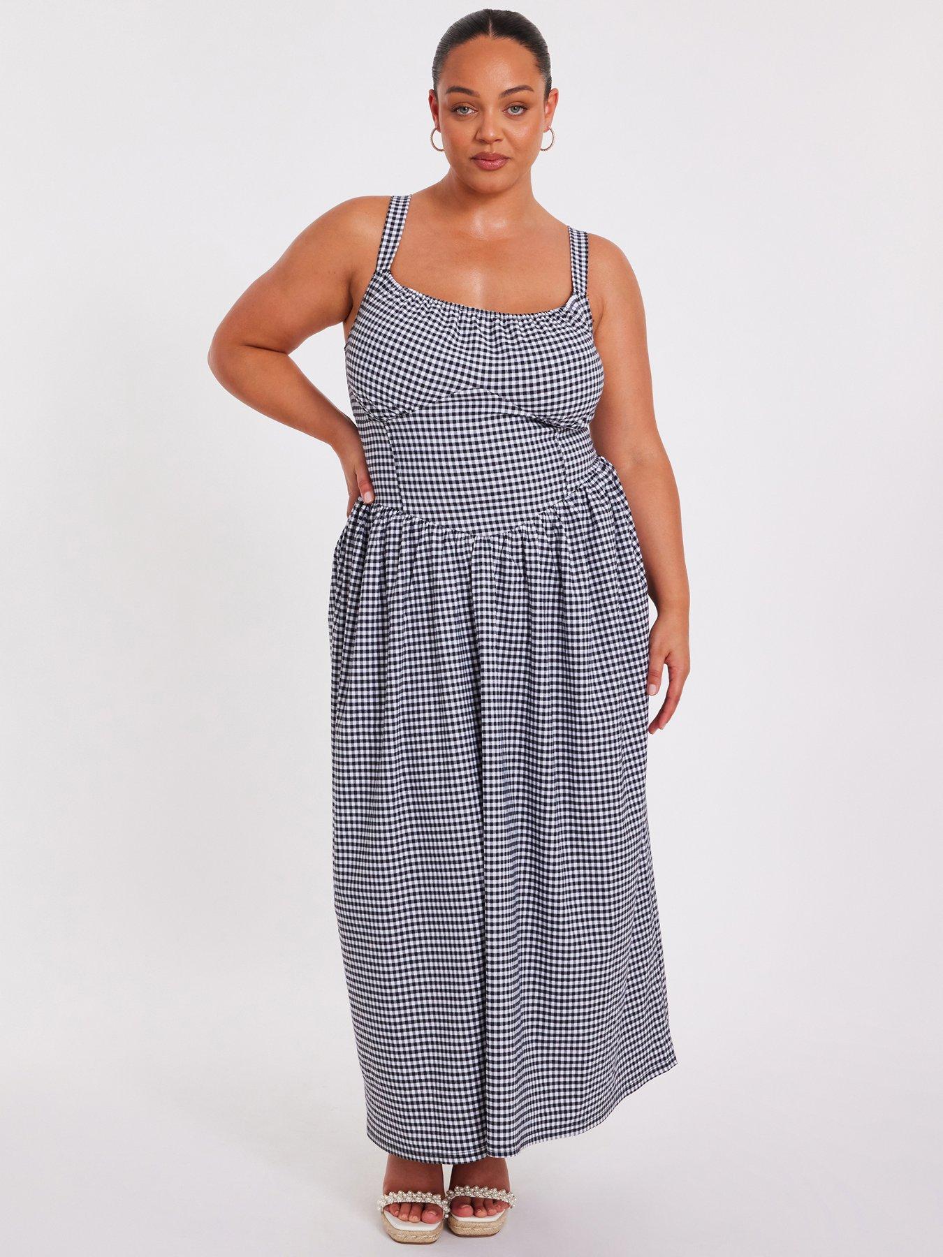 undefined Curve Black Gingham Midaxi Dress