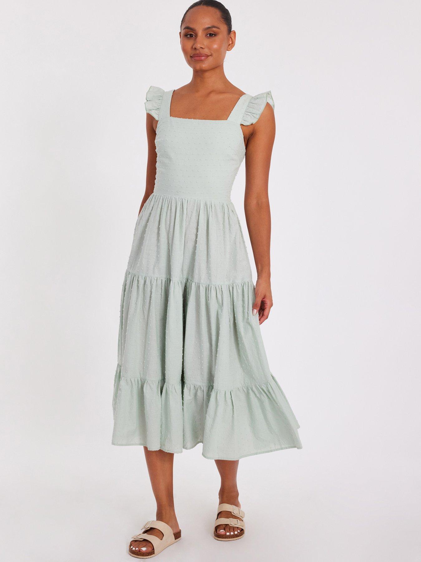 undefined Sage Tiered Midi Dress