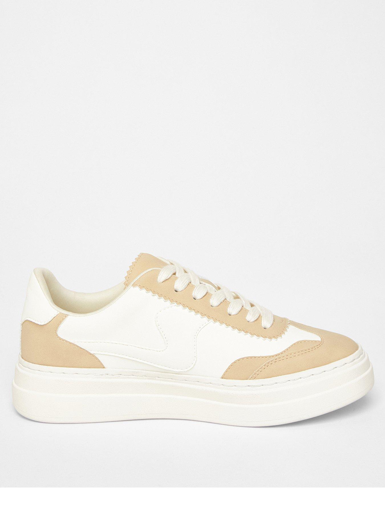 undefined Nude Faux Leather Chunky Trainers