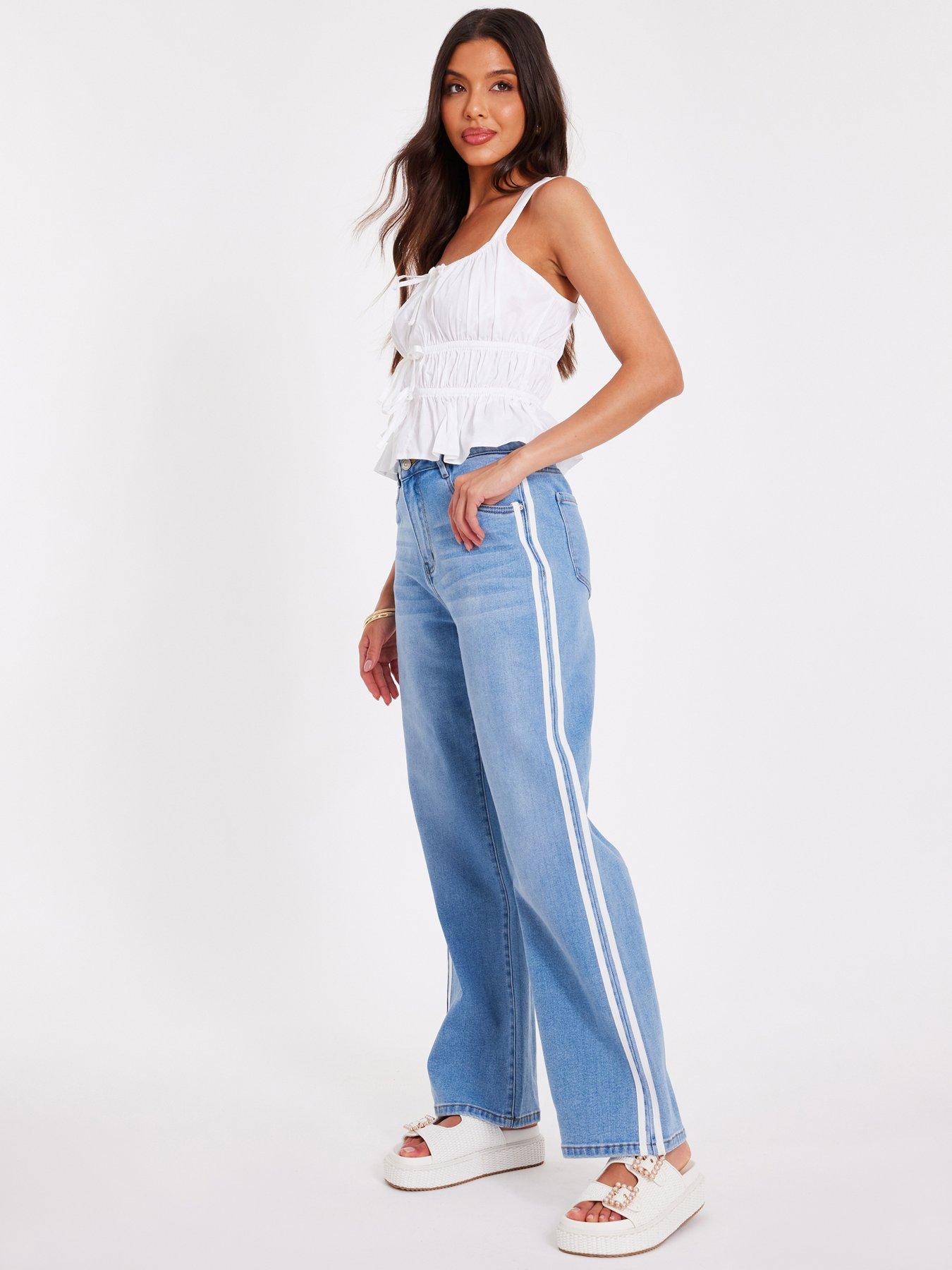 undefined Denim Striped Side Jeans