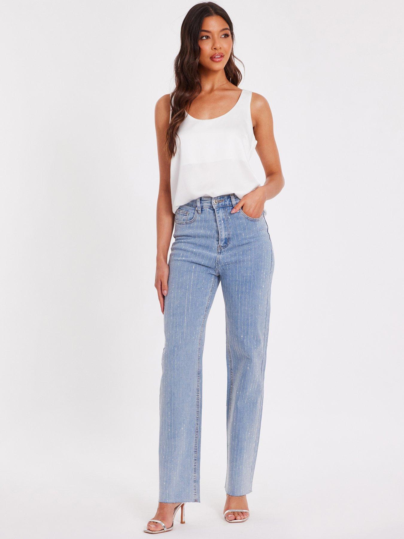 undefined Denim Diamante Stripe Jeans