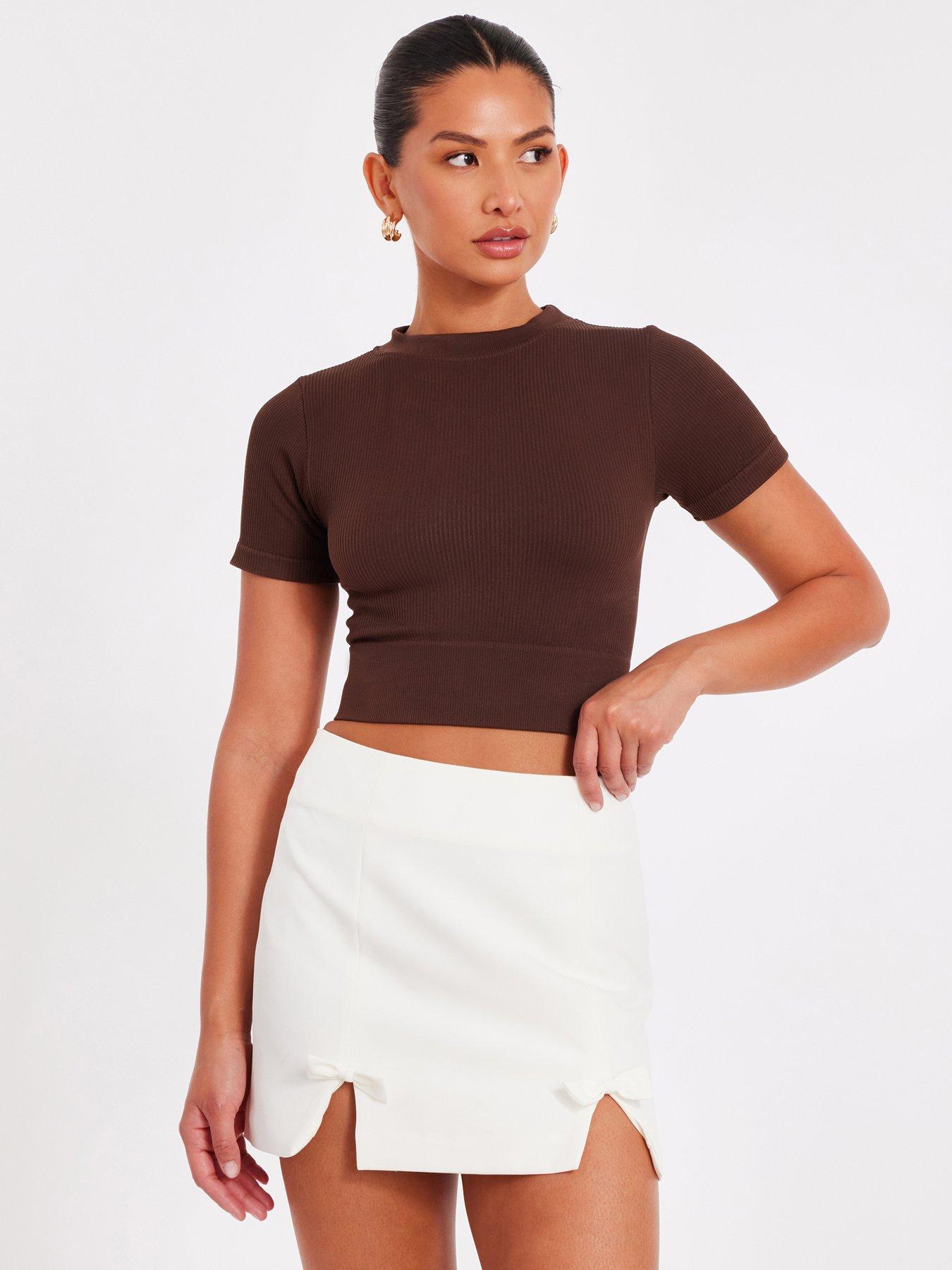 undefined Cream Bow Detail Skirt