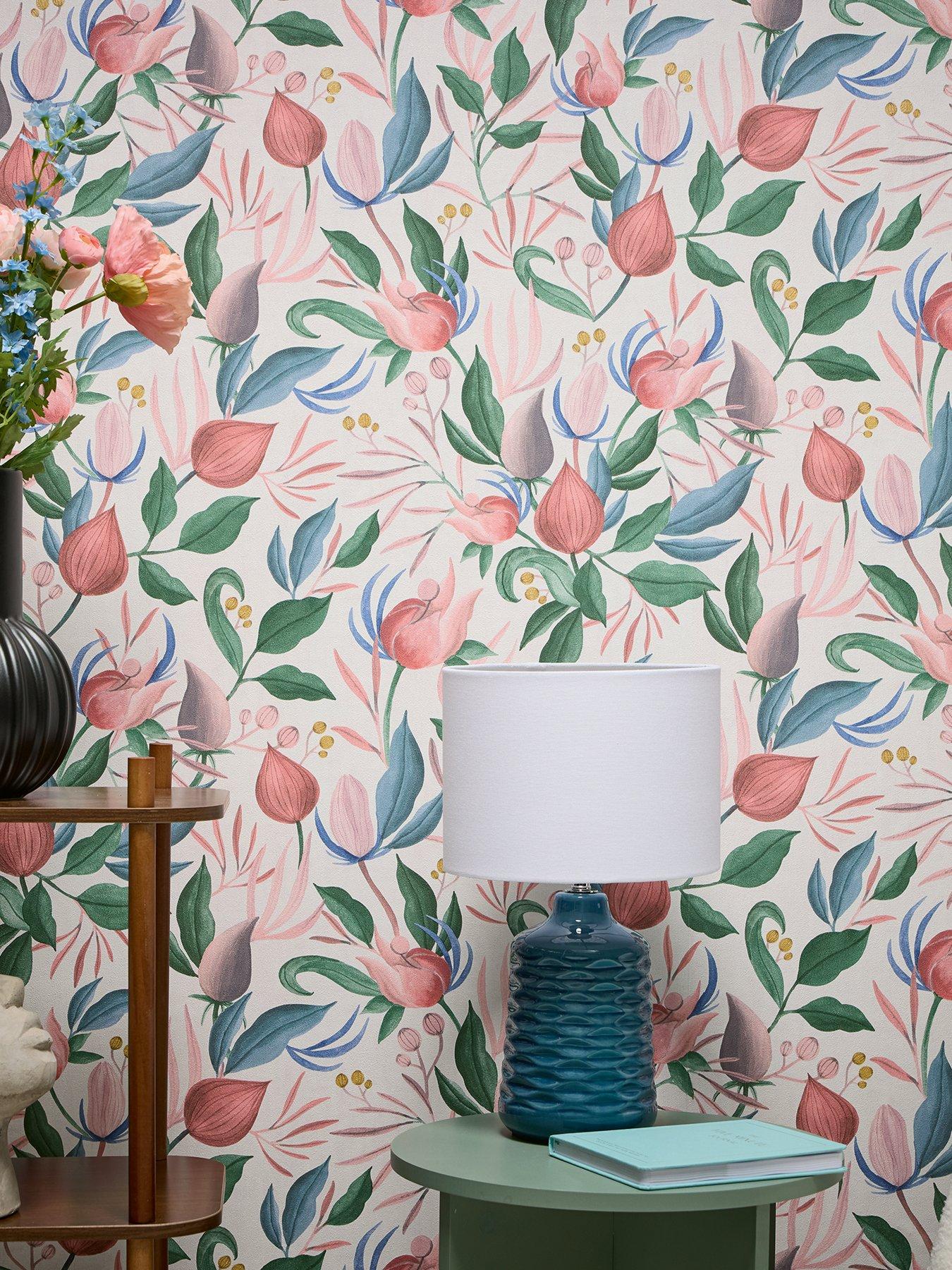 Image 1 of 6 of CosmoLiving by Cosmopolitan Still Bloom  Pink Non Woven Wallpaper