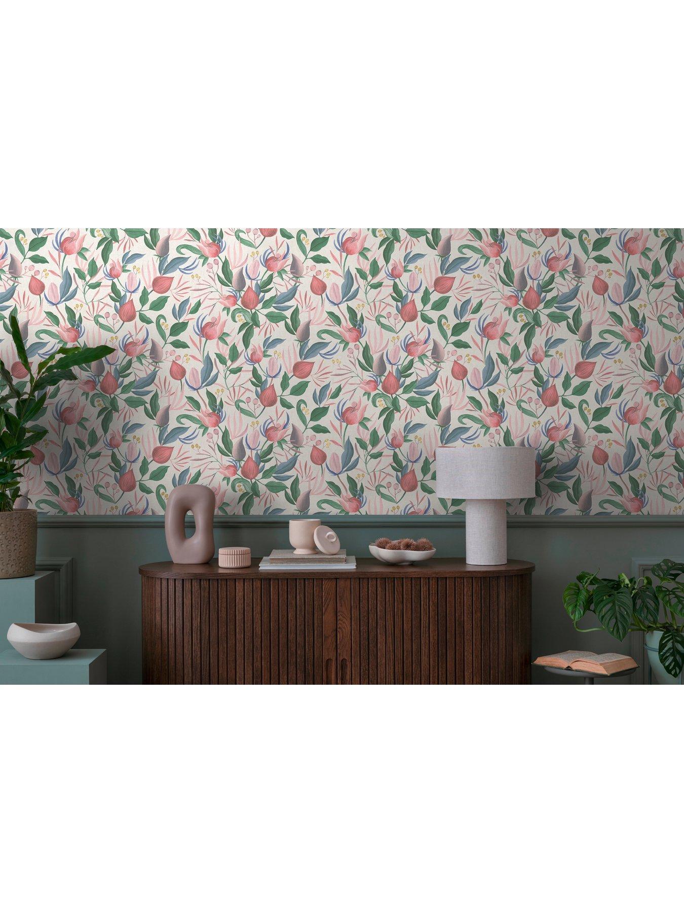 Image 4 of 6 of CosmoLiving by Cosmopolitan Still Bloom  Pink Non Woven Wallpaper