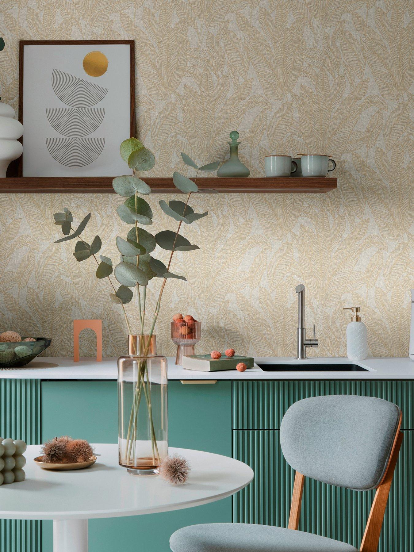 CosmoLiving by Cosmopolitan Golden Fern Glow Floral Yellow Non Woven Wallpaper