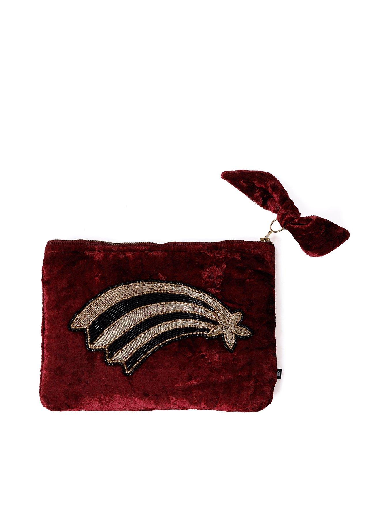 Emily Lovelock Shooting Star Velvet Pouch Bag - Red