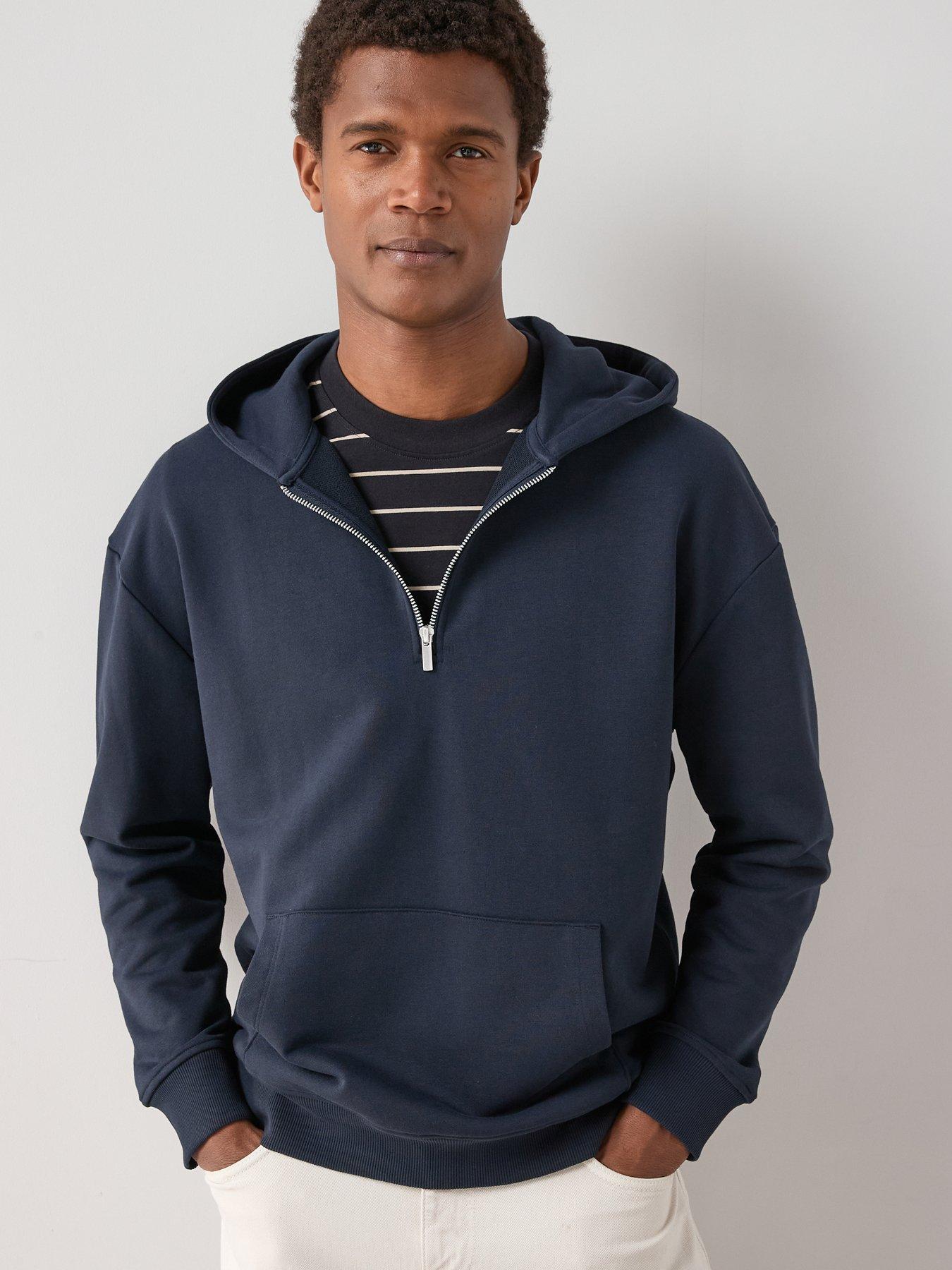 The Very Collection Quarter Zip Hooded Sweatshirt - Navy