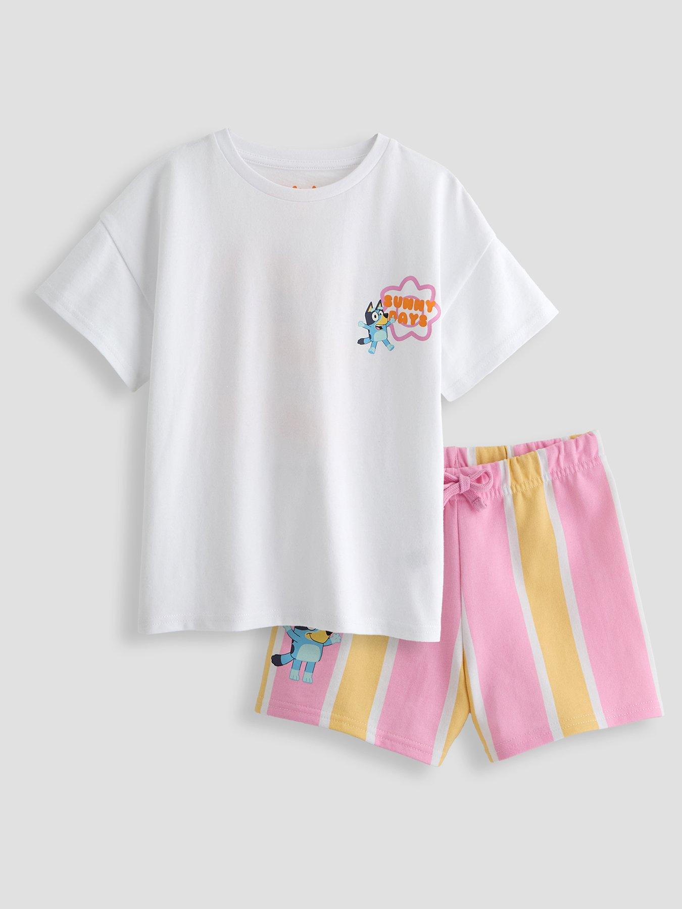 Image 2 of 6 of The Very Collection Bluey Back Print T-Shirt Stripe Short Set - Orange