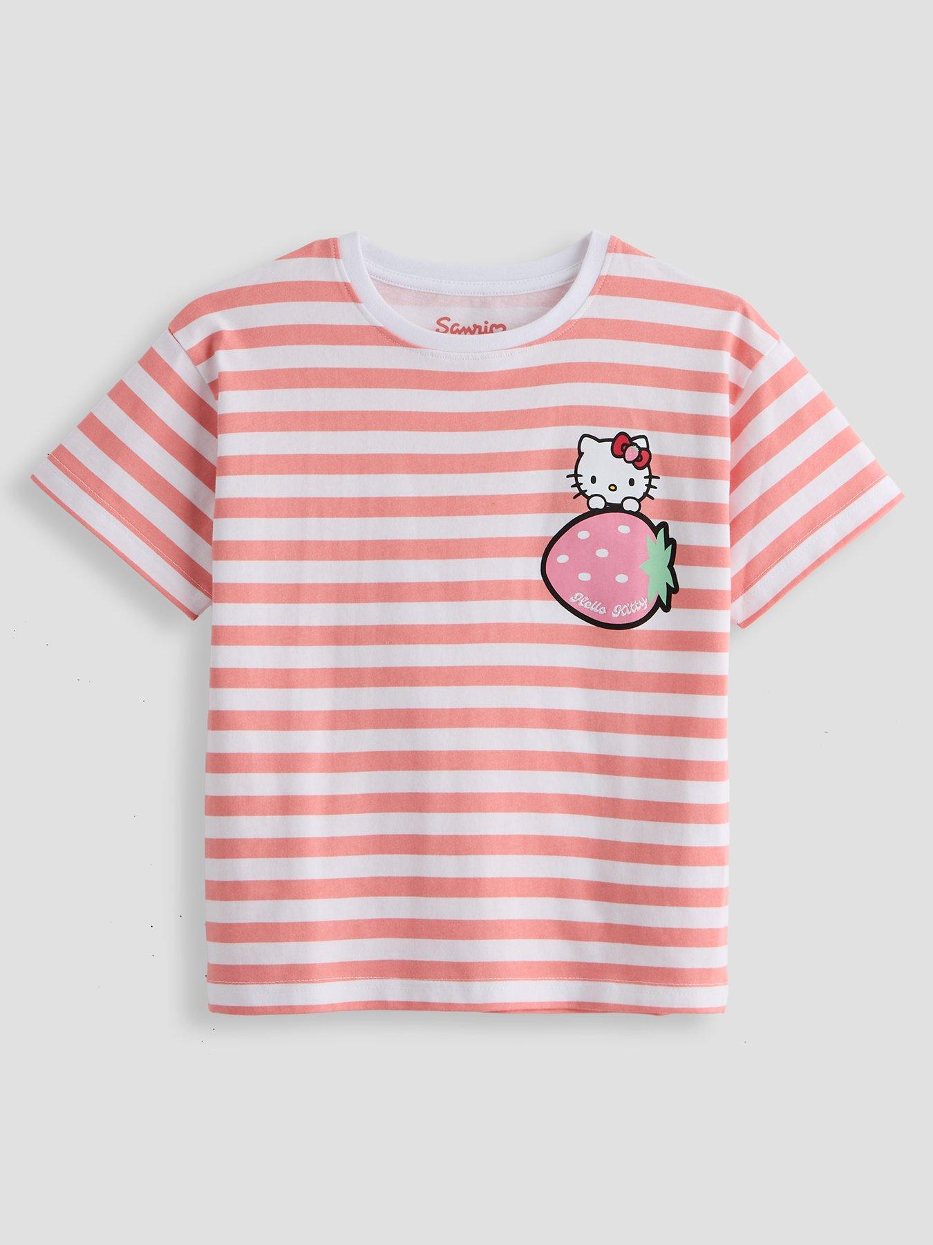 The Very Collection Hello Kitty Stripe Strawberry T-Shirt - Pink