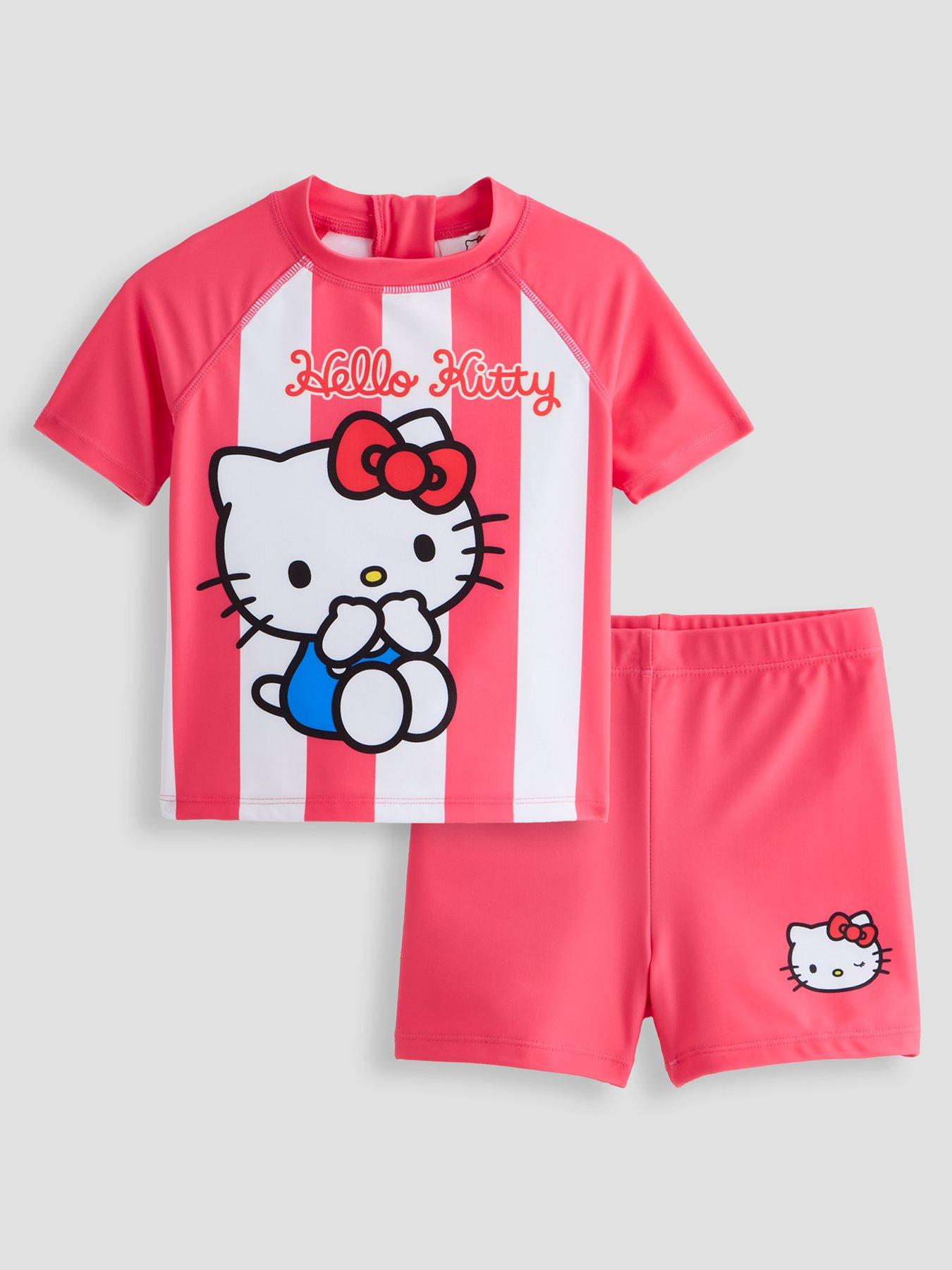 Image 1 of 6 of The Very Collection Hello Kitty Stripe Rash Vest Set - Pink