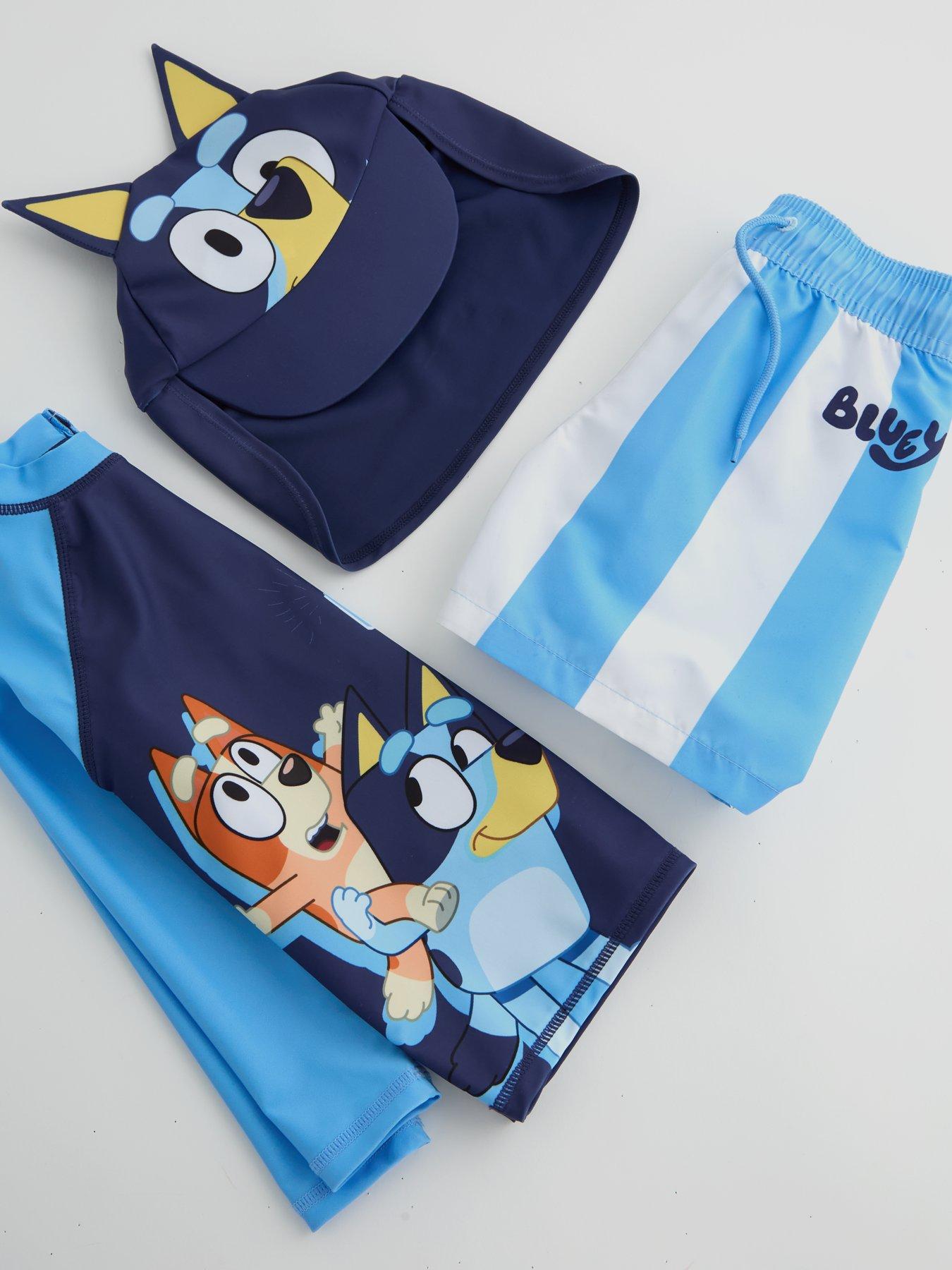 Image 3 of 6 of The Very Collection Bluey Long Sleeve Rash Vest And Hat Set - Blue