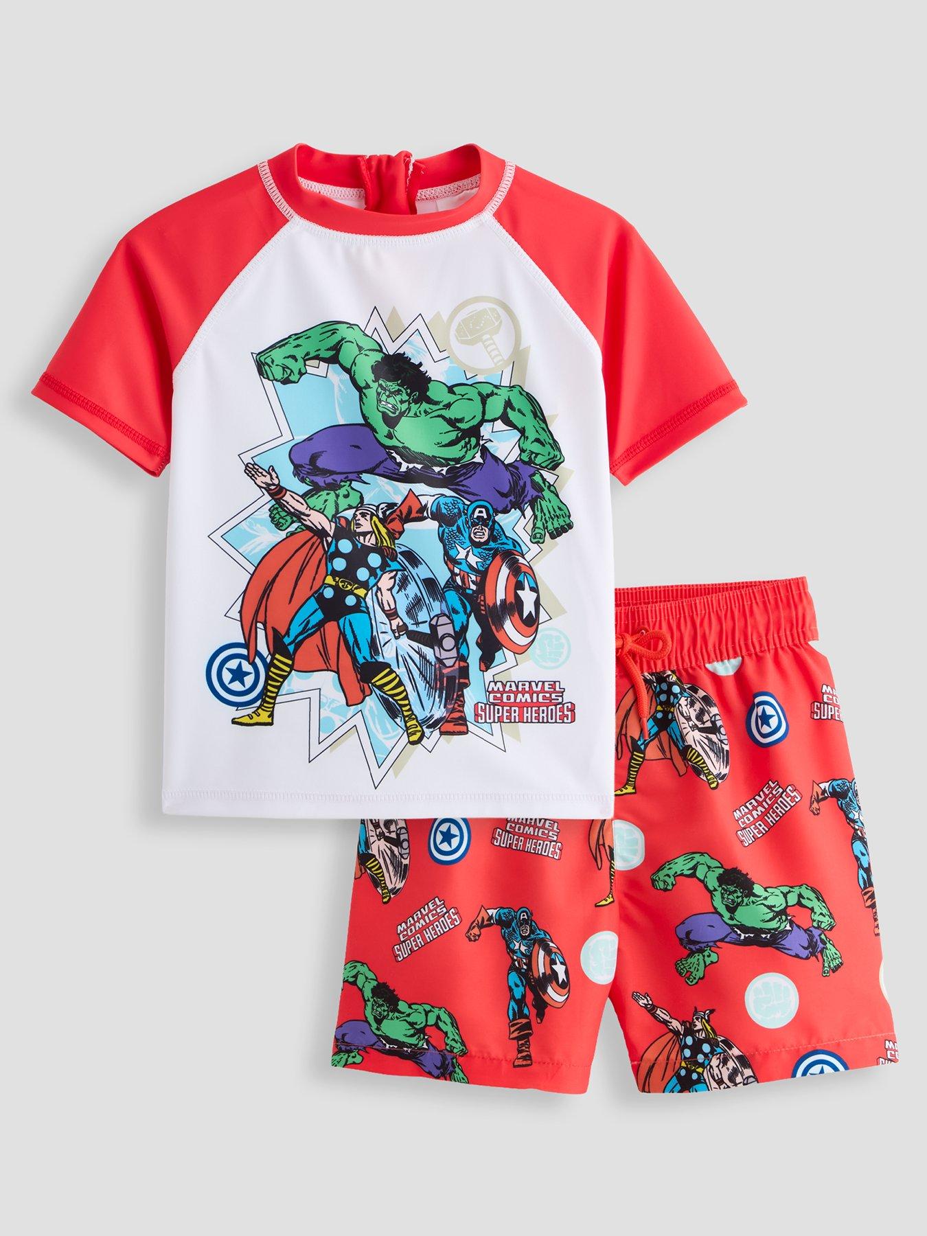 The Very Collection Marvel Rash Vest And Swim Short Set - Red