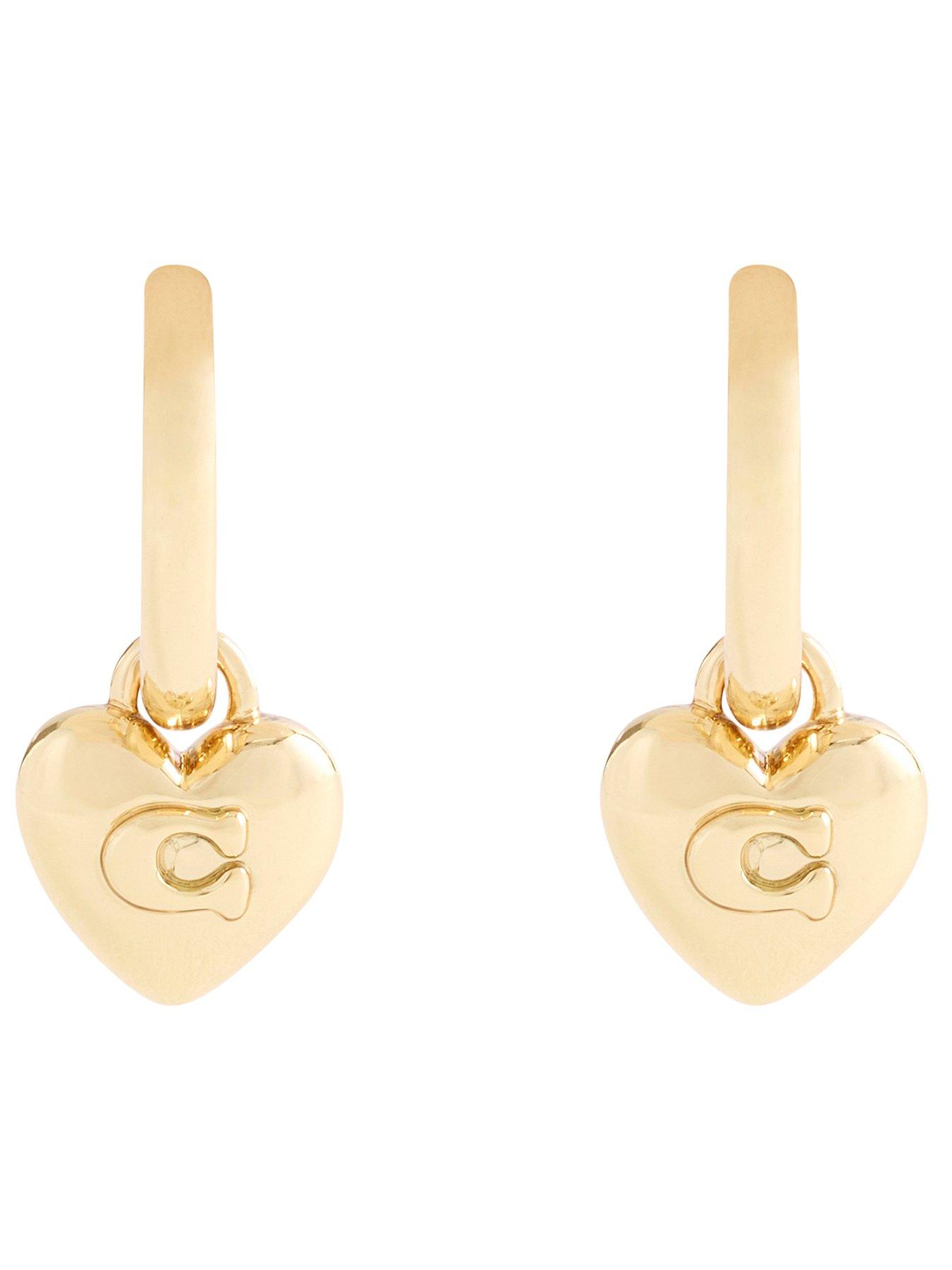 COACH Earring C Heart Huggie - Gold