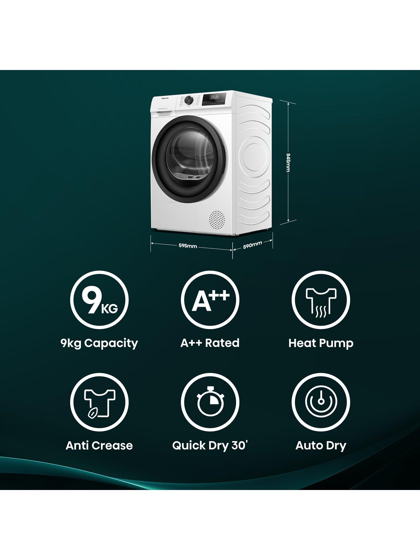 Image 2 of 7 of Hisense 1 Series DH1Q902BW2 9 kg Heat Pump Tumble Dryer - White