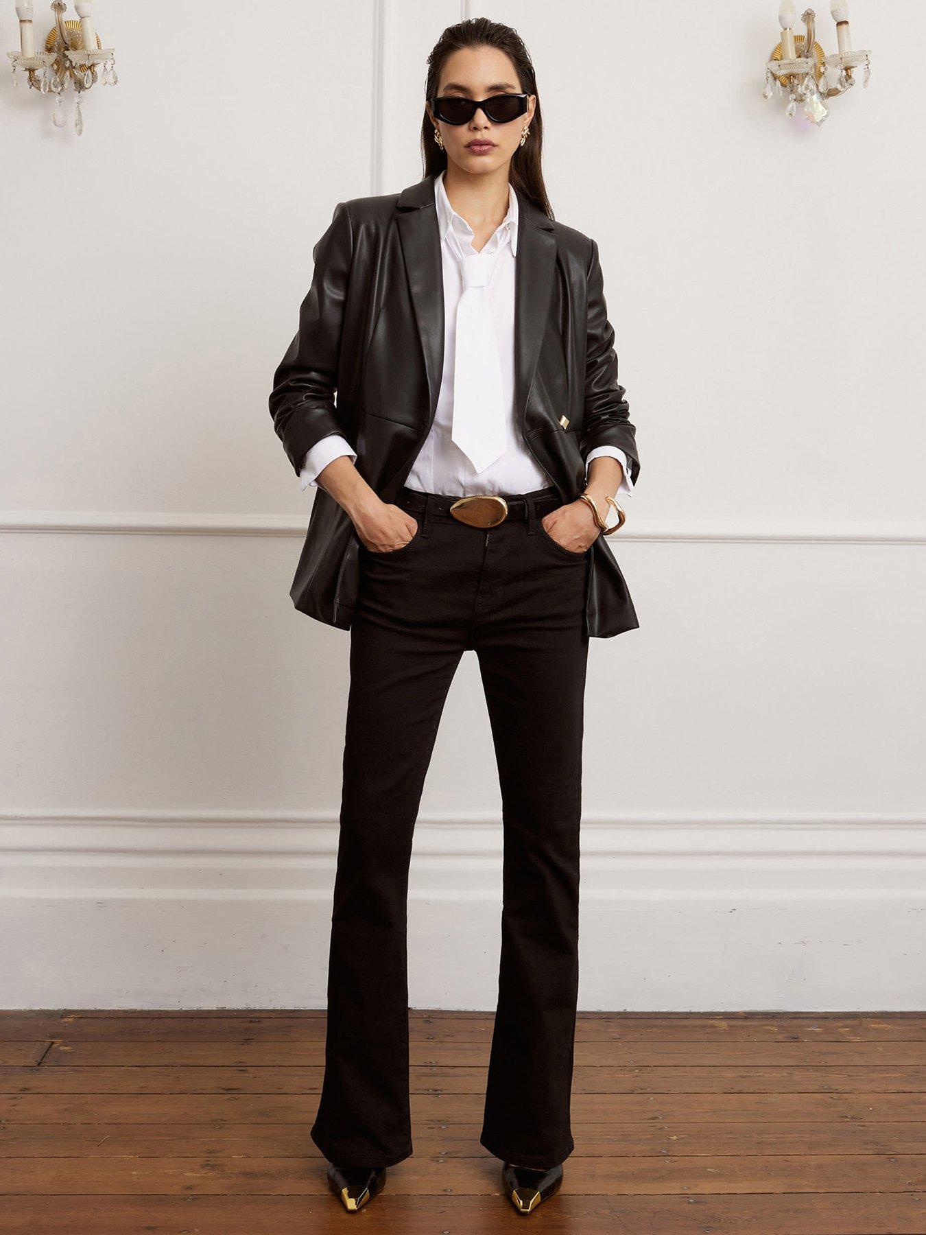 River Island PU Fitted Blazer - Black