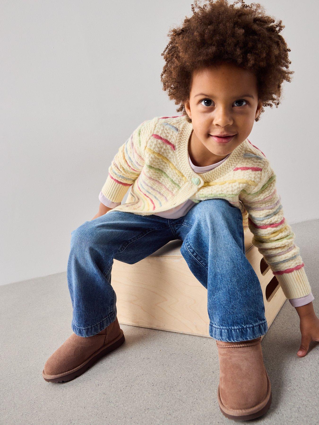 Image 5 of 7 of The Very Collection Girls Rainbow Stripe Cardigan - Cream