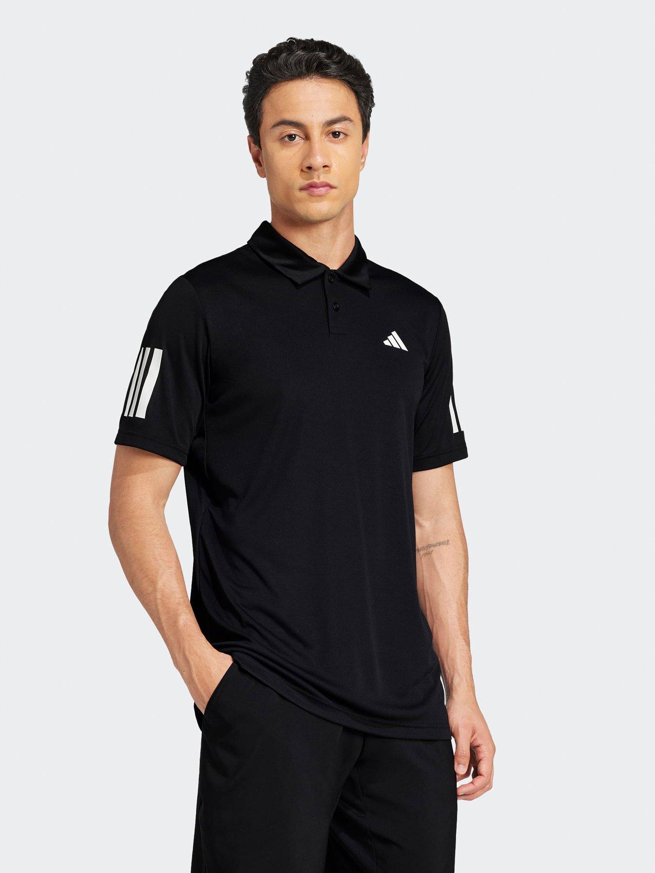 undefined Mens Tennis Club 3 Stripe Polo - Black