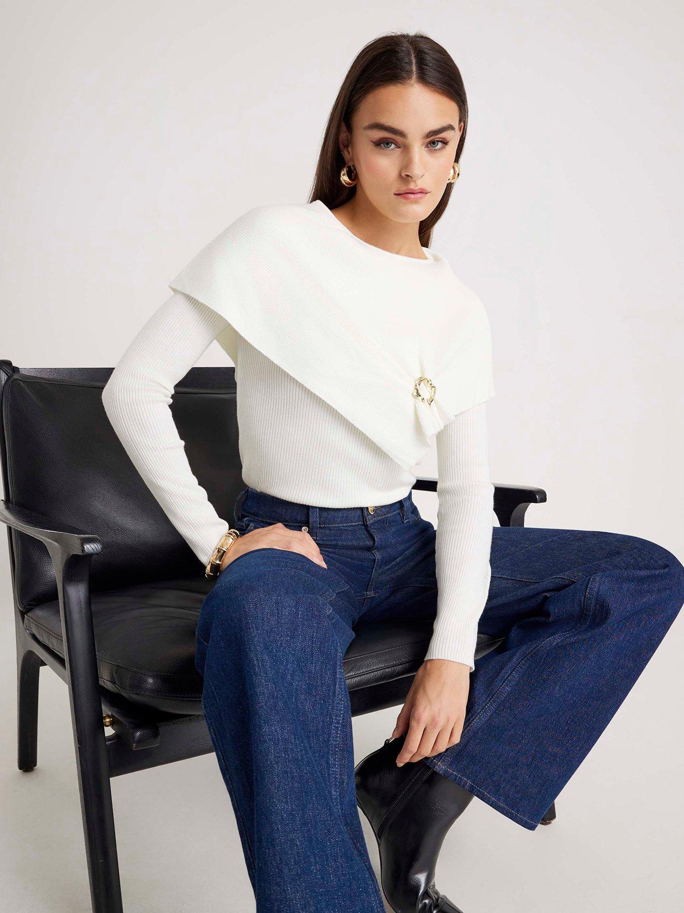 River Island Knitted Cape Jumper - Cream