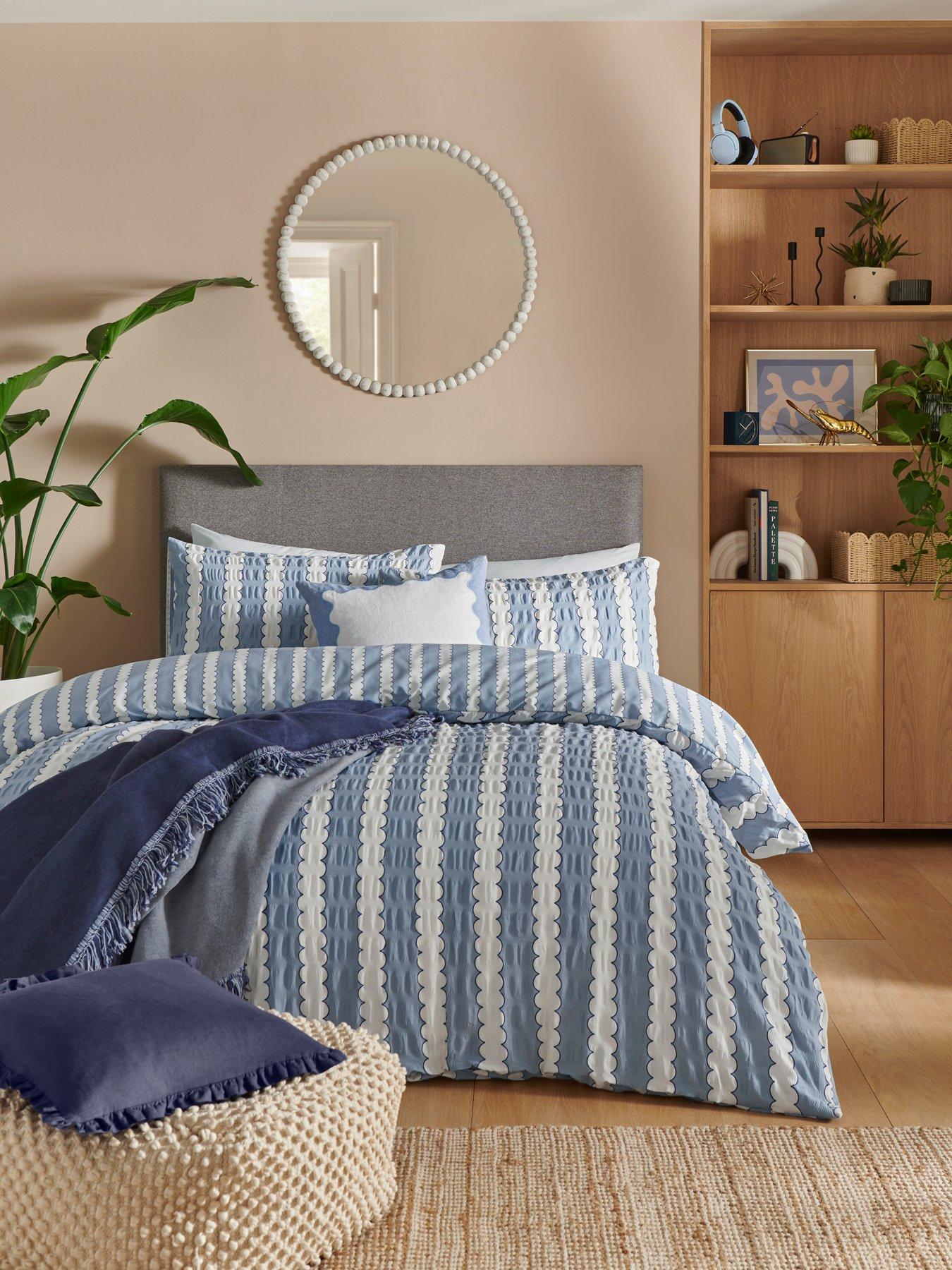 Copenhagen Home Wavy Stripe Duvet Cover Set - Blue - Super King