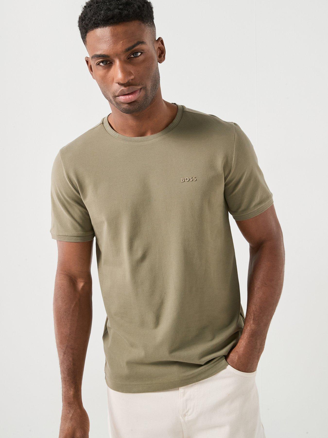 BOSS Stretch Pique T-Shirt, Green, Size 2Xl, Men