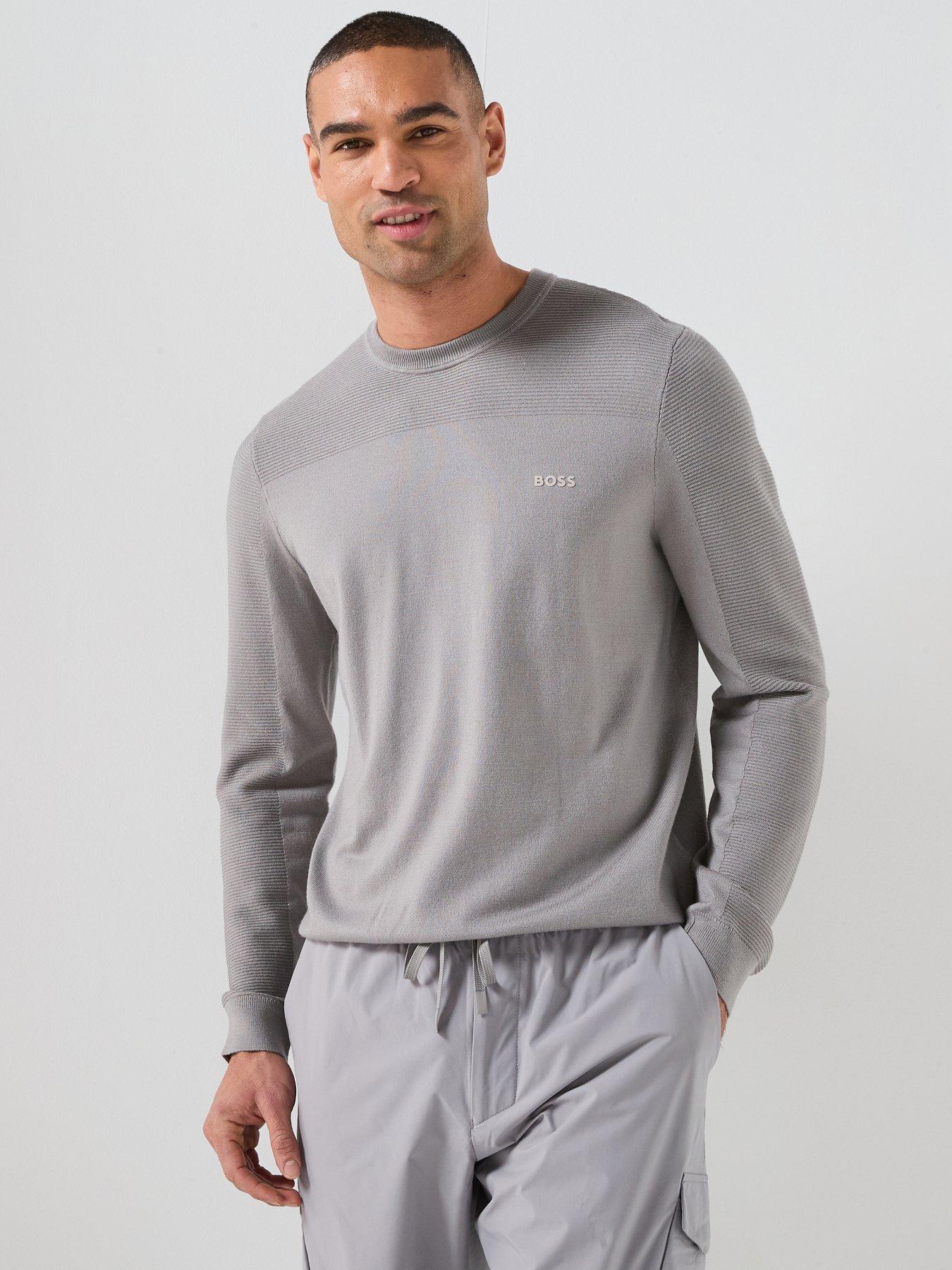 BOSS Boss Momentum-x Merino Crew Knitted Jumper - Grey
