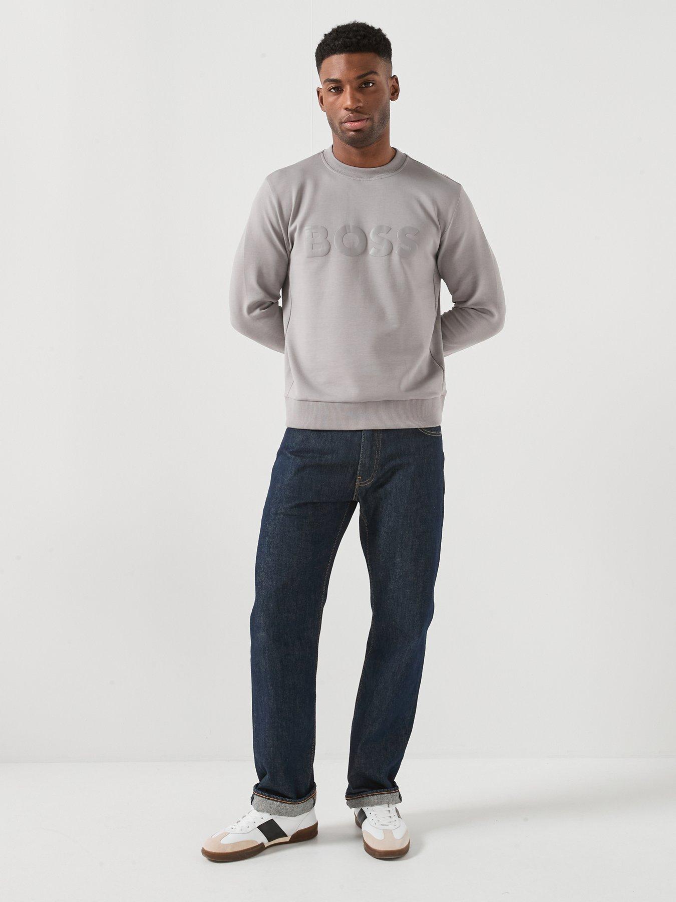 Image 3 of 5 of BOSS Salbo Tonal Logo Crew Sweatshirt - Grey