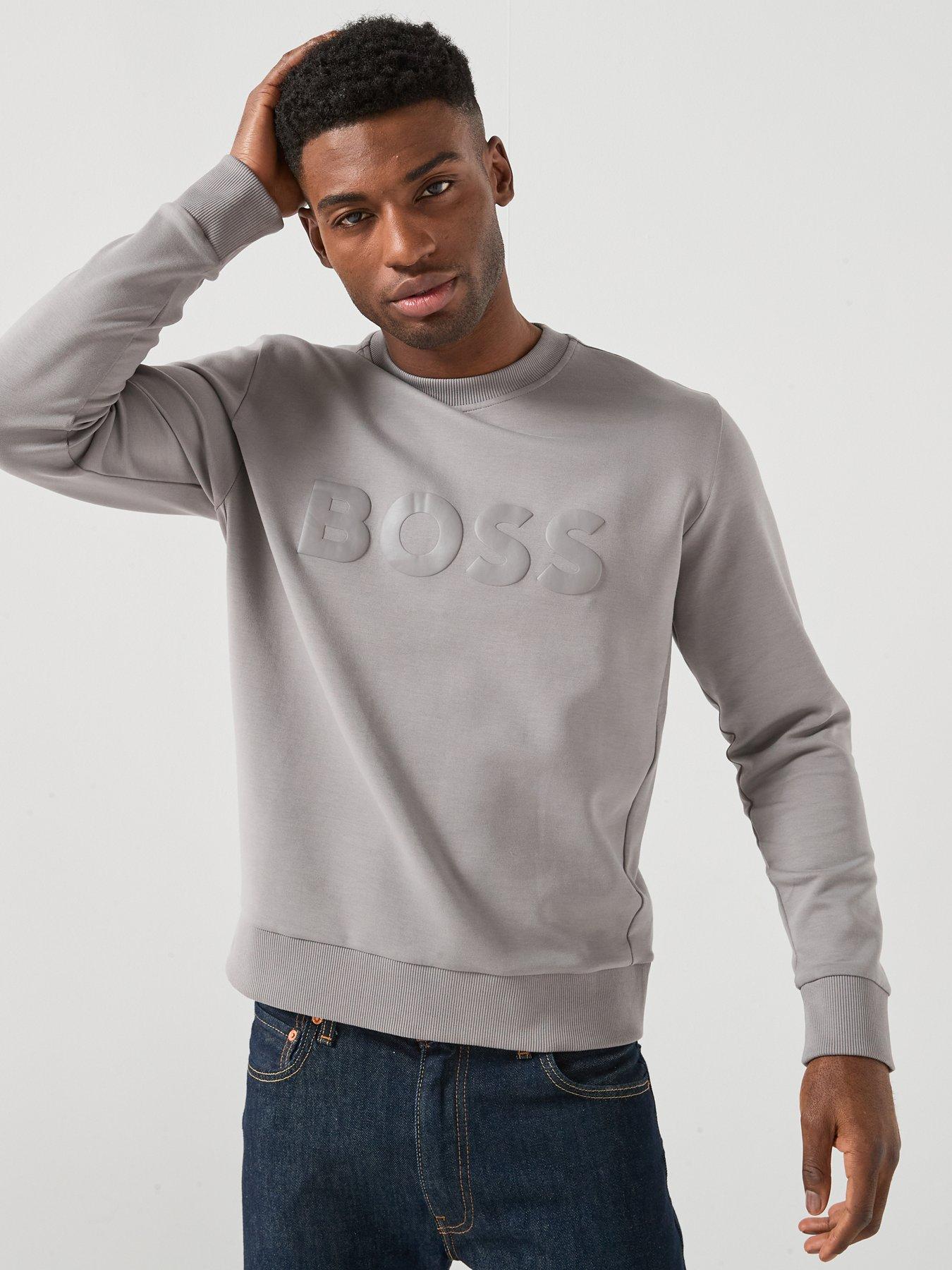 Image 4 of 5 of BOSS Salbo Tonal Logo Crew Sweatshirt - Grey