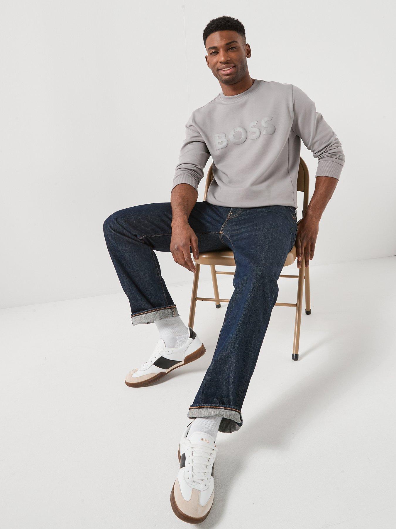Image 5 of 5 of BOSS Salbo Tonal Logo Crew Sweatshirt - Grey