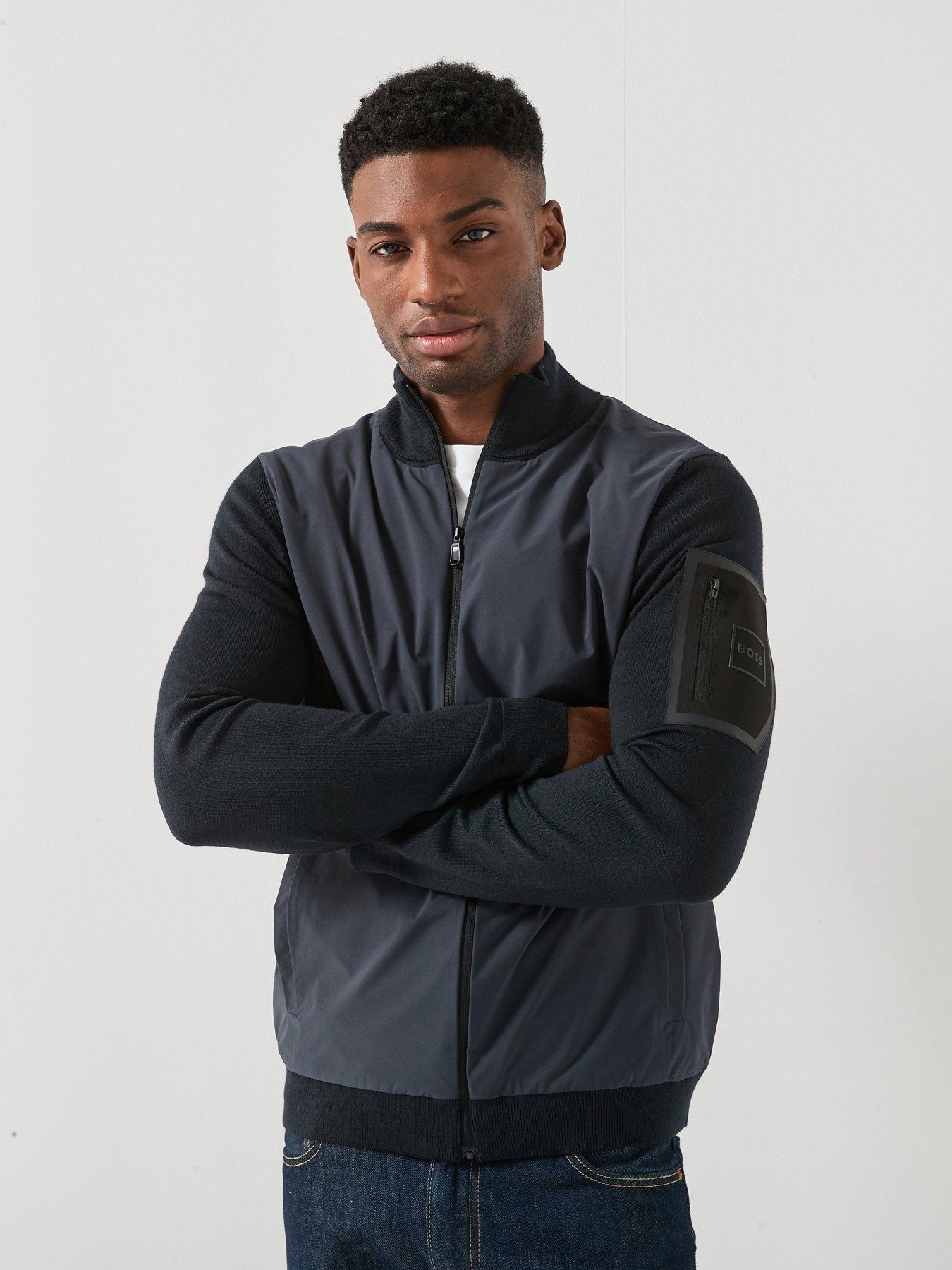 BOSS Momentum-X Hybrid Full Zip Knitted Jumper - Navy | Very