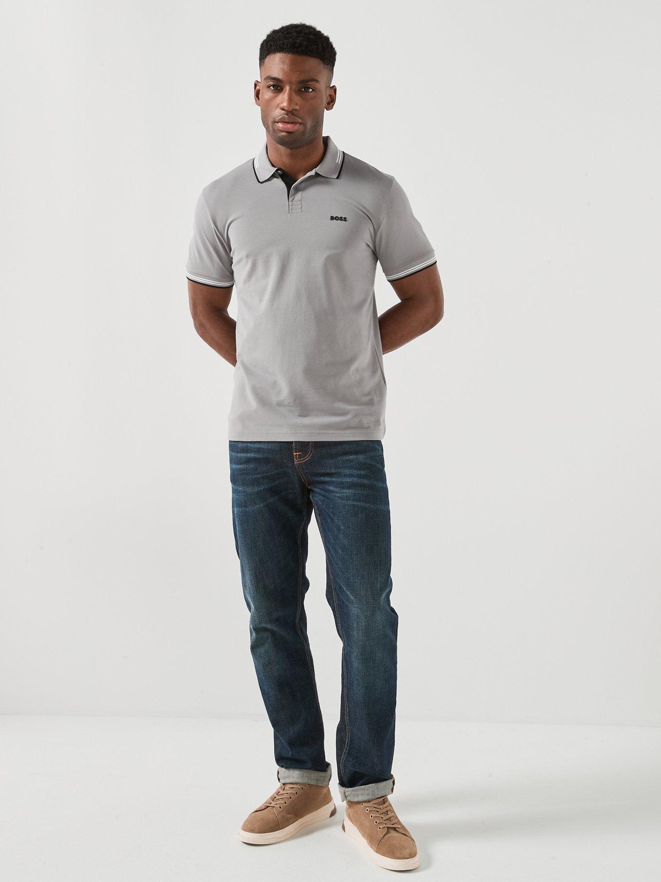 Image 3 of 6 of BOSS Paul Slim Fit Tipped Polo Shirt - Grey