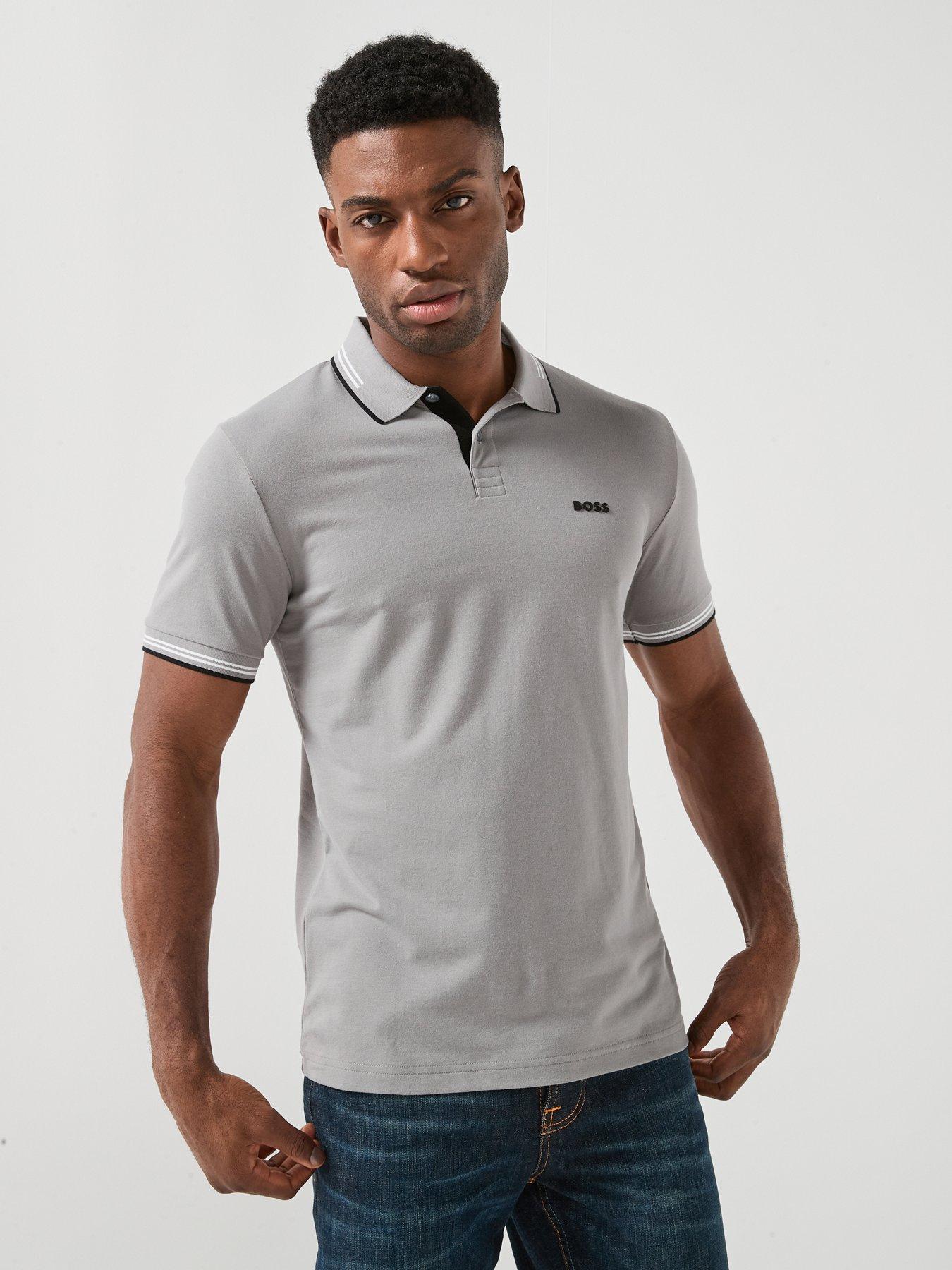 Image 4 of 6 of BOSS Paul Slim Fit Tipped Polo Shirt - Grey