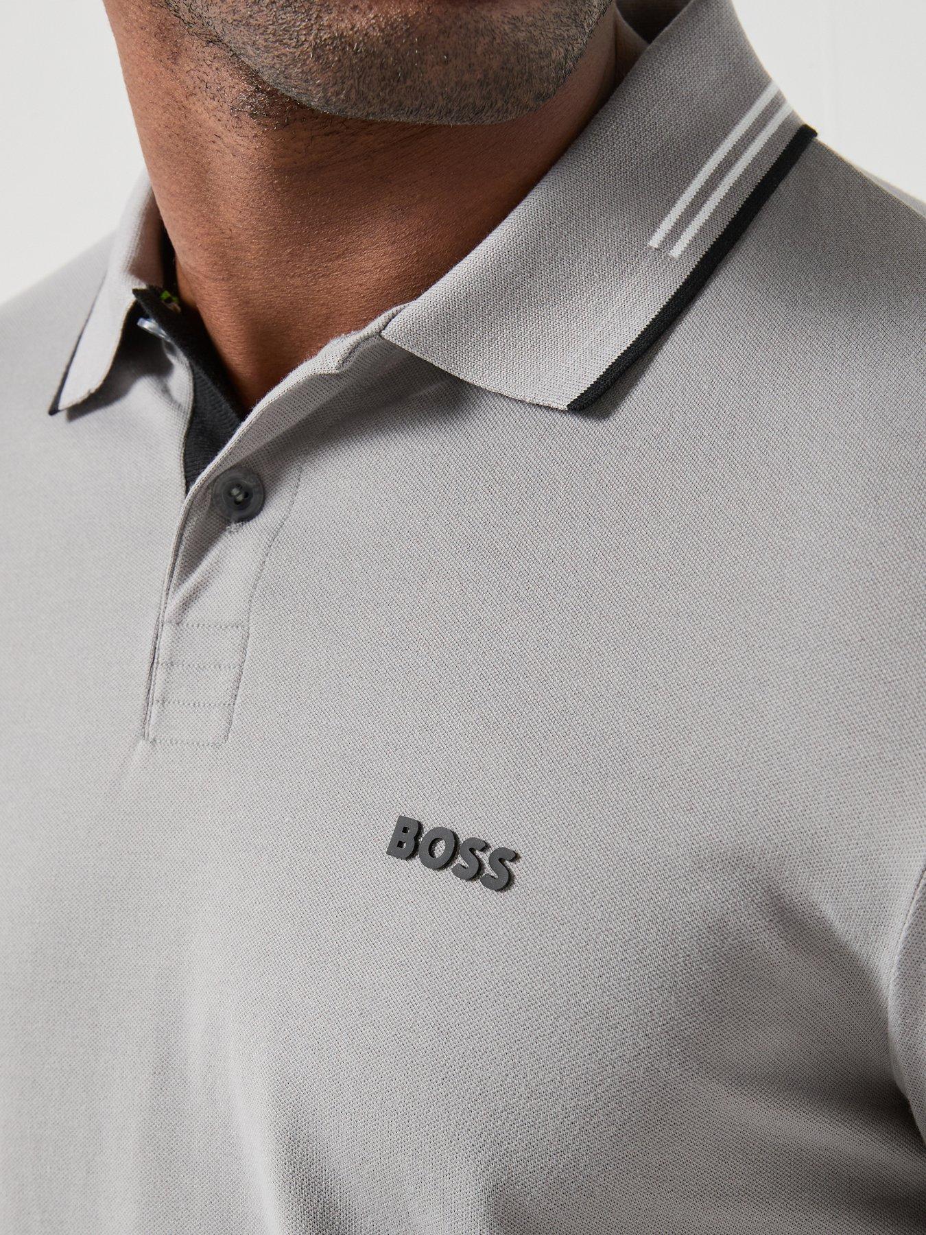 Image 6 of 6 of BOSS Paul Slim Fit Tipped Polo Shirt - Grey